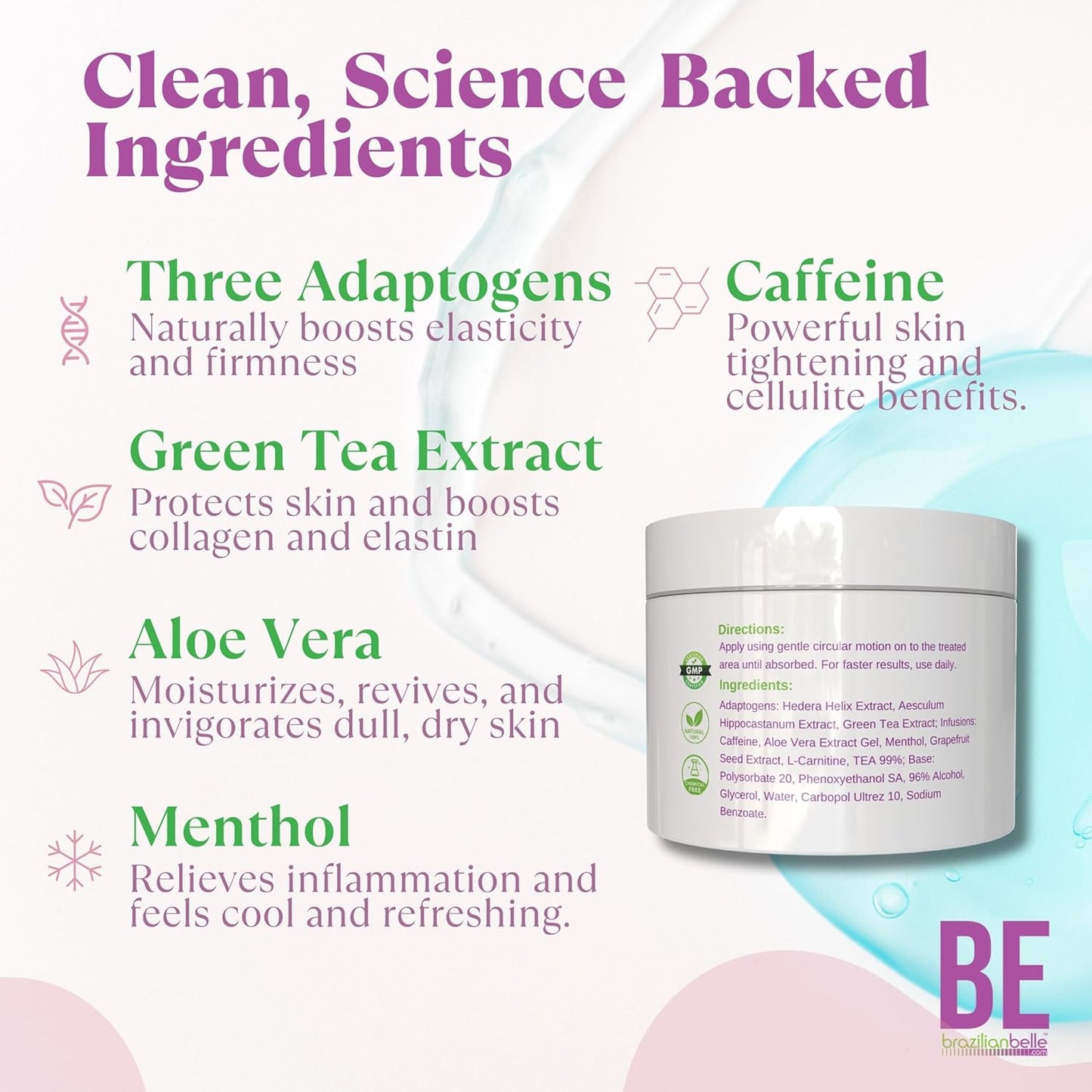 Brazilian Belle Cold Firming Gel - Skin Tightening & Anti Cellulite Gel with Caffeine - Advanced Skin Firming & Body Firming Cream for Loose & Sagging Skin