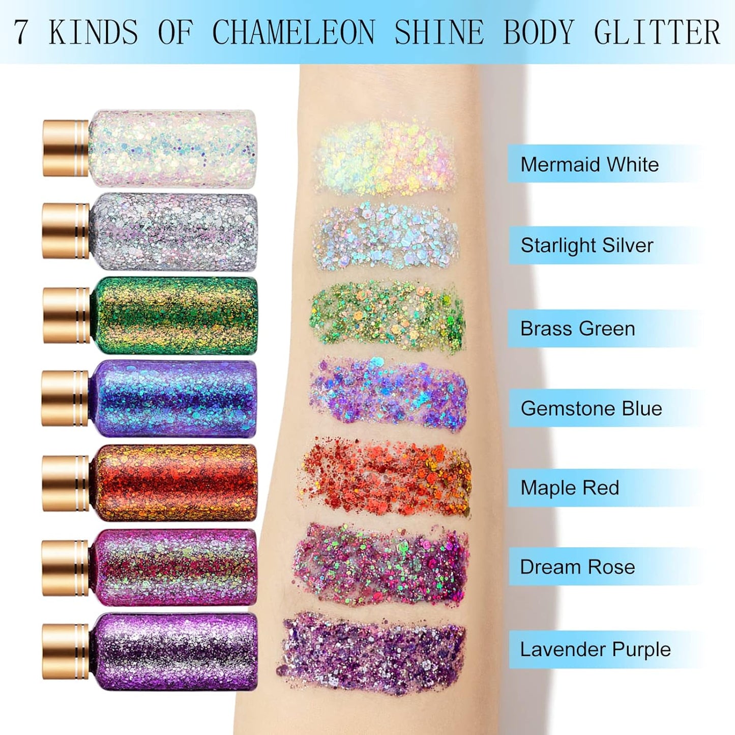 Dream Rose Color Body Glitter, Face Glitter Gel, Hair Glitter for Women Kid, Holographic Chunky Mermaid Sequin Shimmer Makeup for Halloween Party Carnival Festival Rave Accessories, 1oz