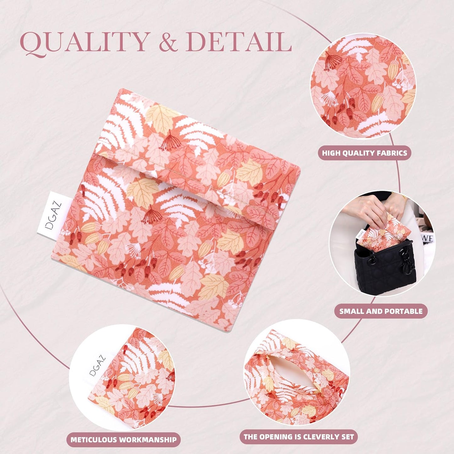 DGAZ Sanitary Napkin Storage Bag, Period Bag for Teen Aged Girls, Portable Period Bag for Panty Liners/Menstrual Cup/Small Tampons，Mini Makeup Bag for Purse(Austere Red)