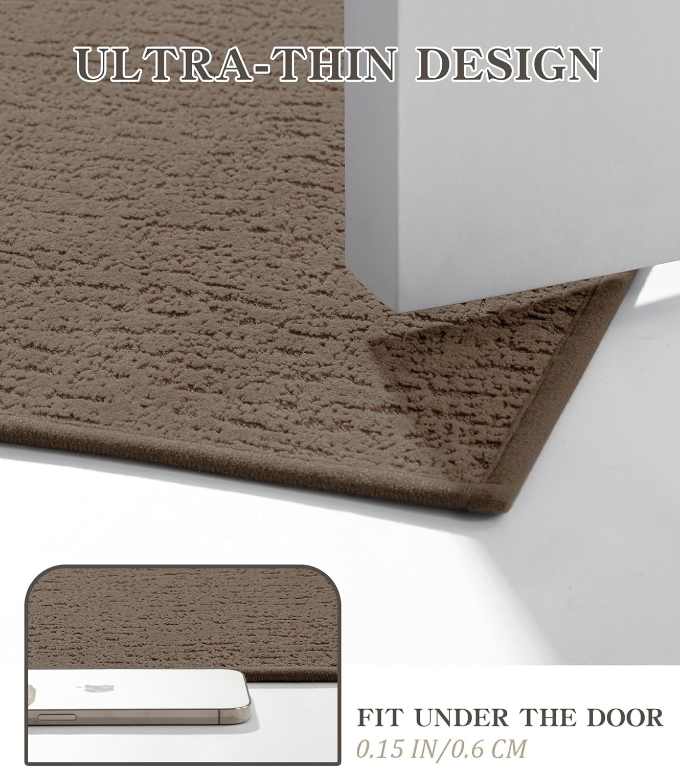 chakme Bathroom Rugs Mat 36x24, Ultra Thin Non Slip Bath Mat Quick Dry Absorbent Bath Mat for Bathroom Floor, (Coffee, 36"x24")