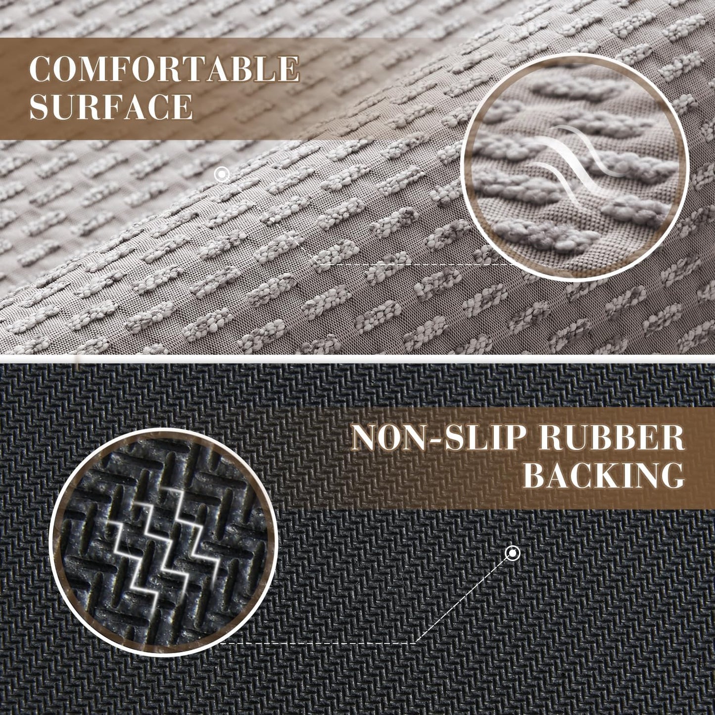 RESARE Non Slip Bath Mat - Machine Washable Bathroom Rugs, Super Absorbent Bath Mat Quick Dry Bathroom Mat, Bath Rugs Ultra Soft Rugs for Bathroom Floor, 20"x32" Light Grey