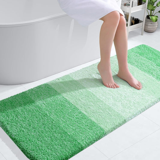 OLANLY Bathroom Runner Rugs 54x24, Extra Soft Absorbent Microfiber Bath Rugs, Rubber Backing, Quick Dry, Machine Washable Bath Mats for Bathroom Floor, Tub and Shower, Home Decor Accessories, Green