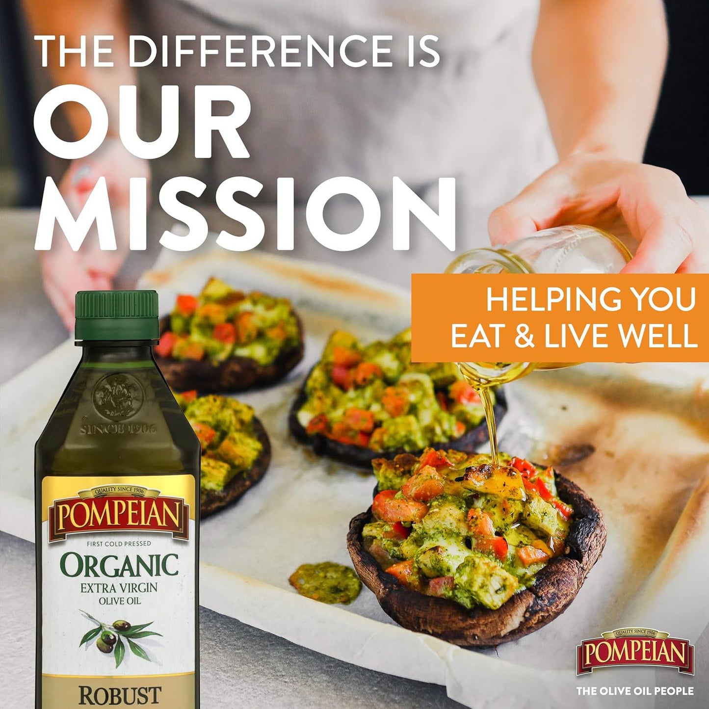 Pompeian USDA Organic Robust Extra Virgin Olive Oil, Contains Polyphenols, First Cold Pressed, Full-Bodied Flavor, Perfect for Salad Dressings & Marinades, 16 FL. OZ