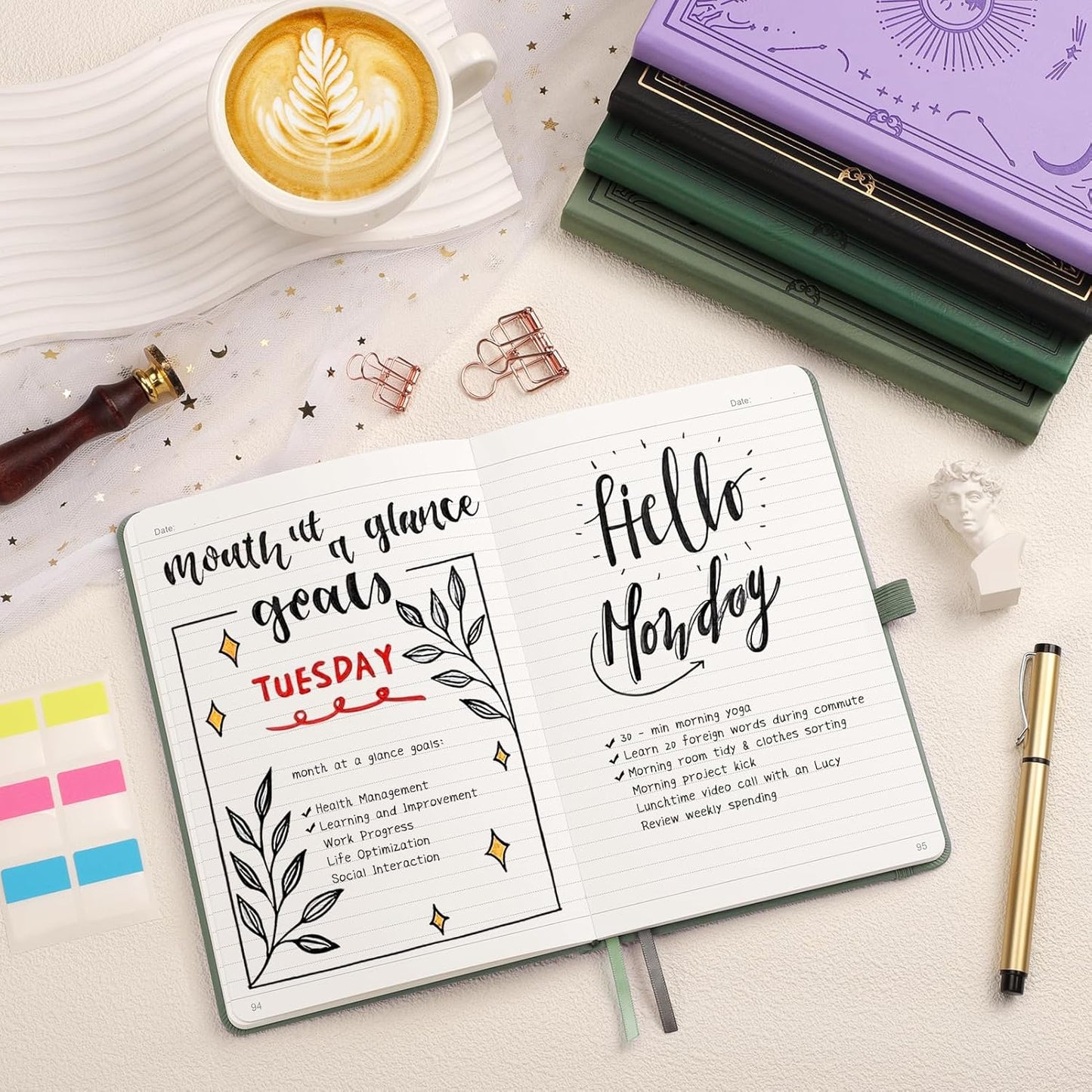 Lined Journal for Women Men, 192 Pages A5 Notebook Journal, Hardcover Notebook with 100Gsm Thick Pages, Leather Note Book for Writing, Travel, Business, Office, Prayer 5.7 x 8.3, Light Green