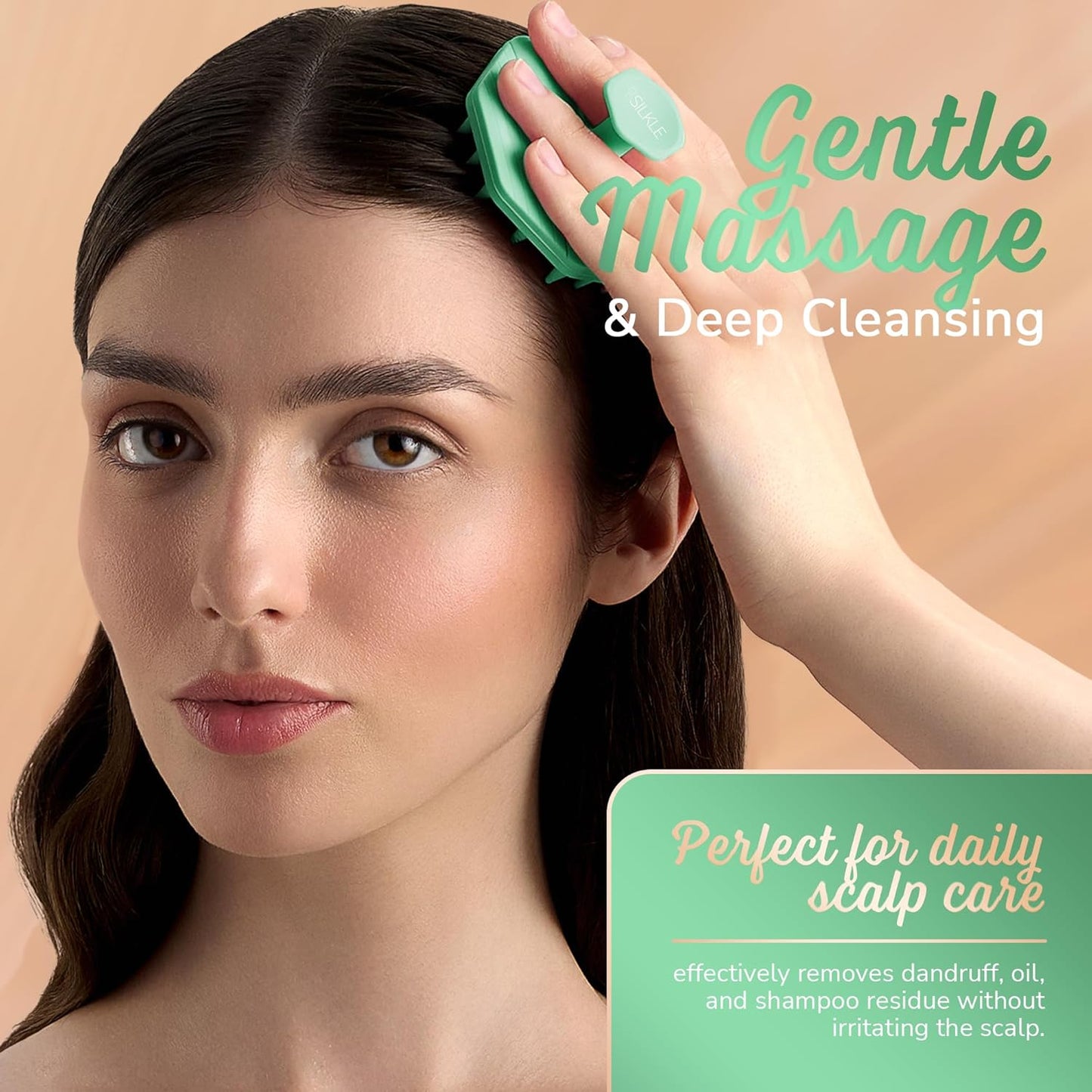 Silicone Scalp Scrubber - Massage Shampoo Brush, Soft Bristles for Hair Growth & Dandruff Removal - Ergonomic Design, Wet & Dry Use, Deep Cleansing Scalp Exfoliator for All Hair Types - Green