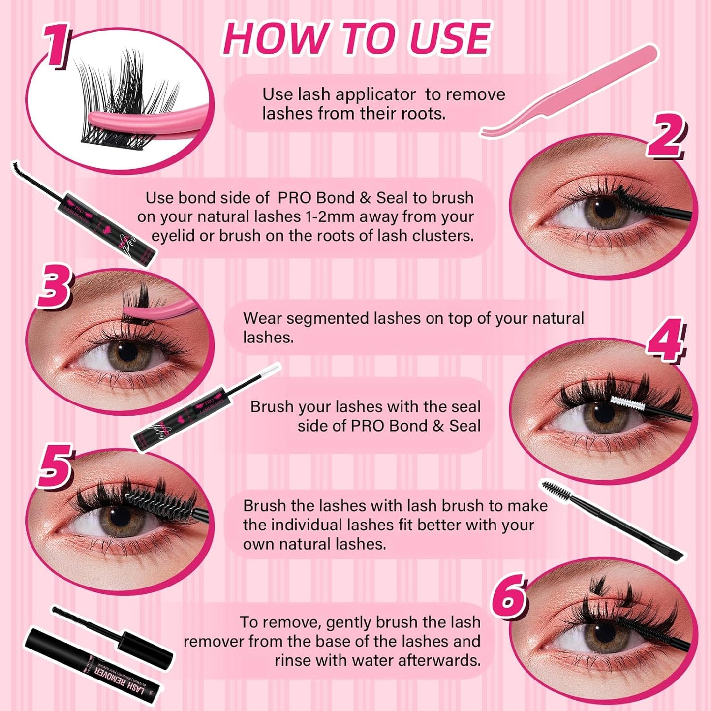 PRO LASHBEAUTY Manga Lash Clusters, Eyelash Clusters 10-18 Mixed Cluster Eyelash Extensions Lash Extension Reusable & Comfortable (Sunset, 10-18mix)