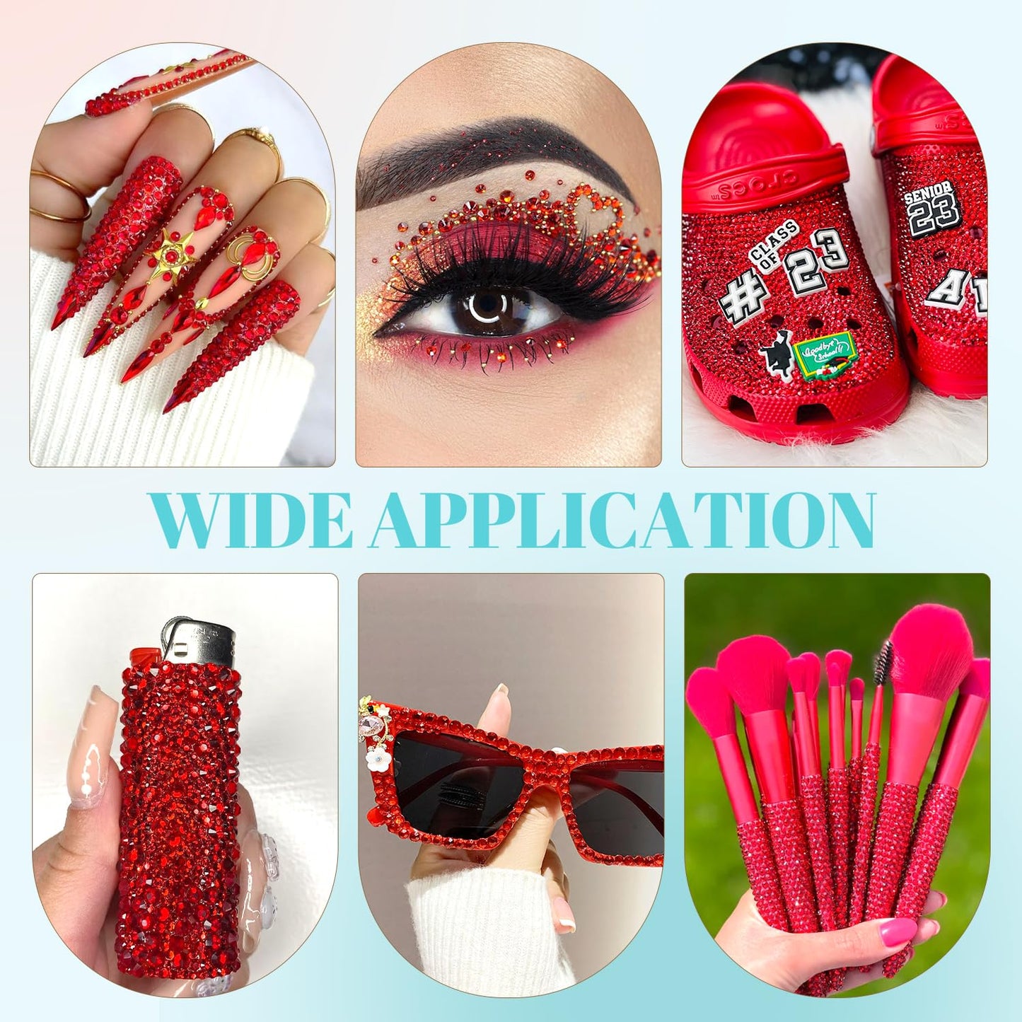 6100Pcs Resin Rhinestones for Crafting with 2Pcs 10ml B7000 Jewelry Glue, 1 Box Flatback Crystals Diamond (Red) for Bedazzling Crafts DIY Nail Art Non Hotfix Gems for Clothing Shoes Tumblers