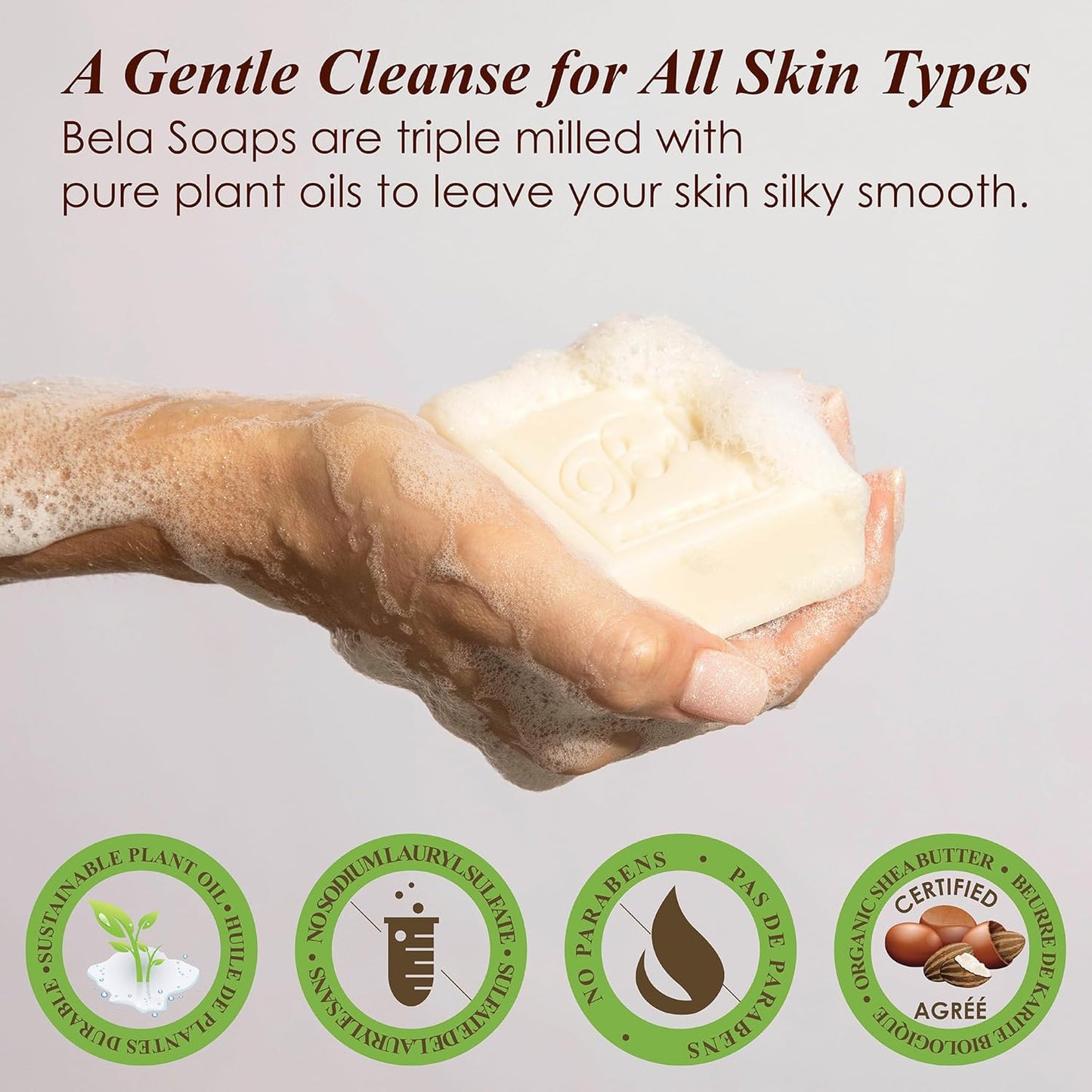 BELA Soap Bar Variety Pack, Pure Goats Milk, Honey, and Sea Salt, Long Lasting, Triple Milled Face Hand and Body Soap Enriched with Organic Shea Butter