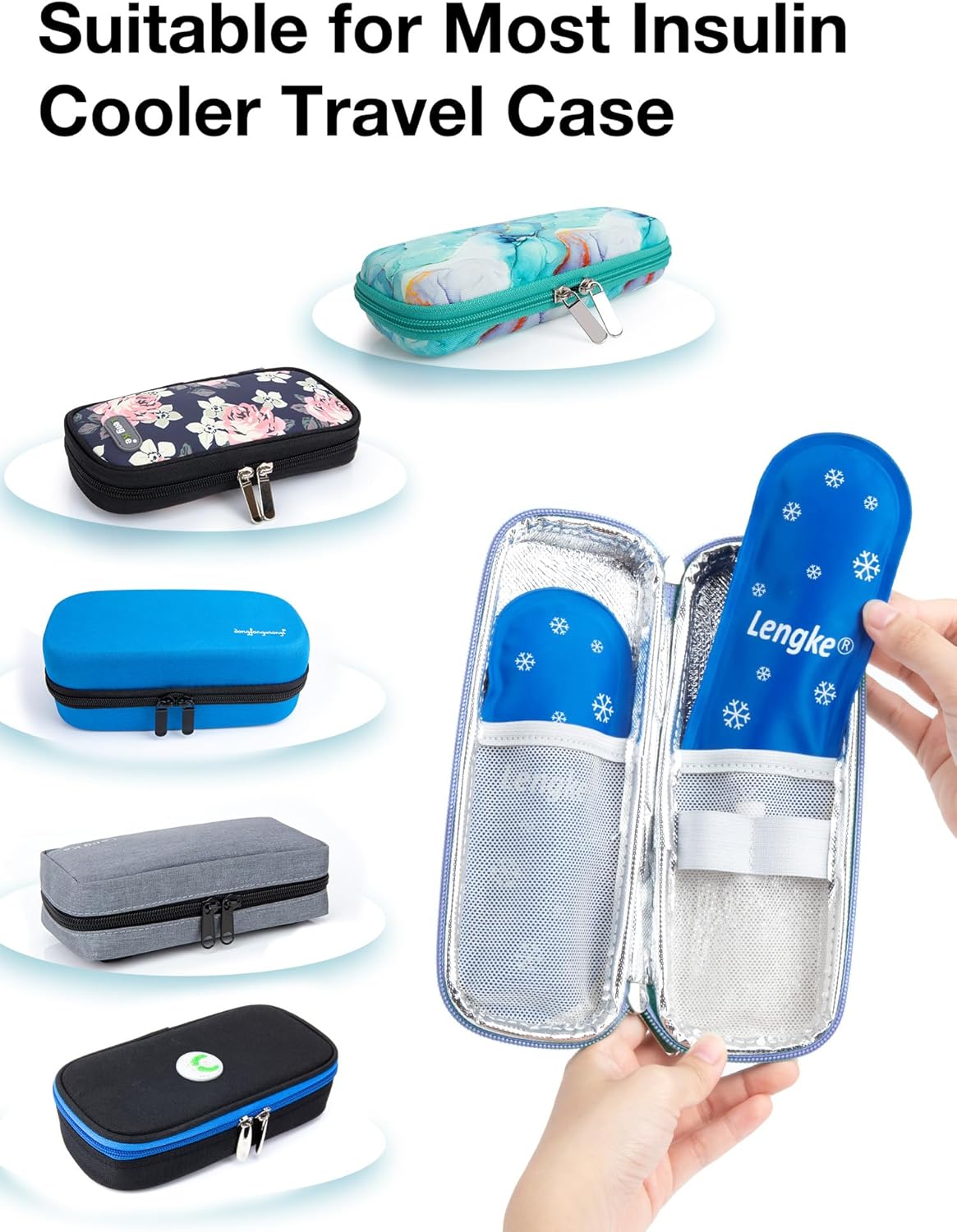 Leng Ke TSA Approved Ice Packs 4 pcs, Upgraded Reusable Ice Packs for Insulin Cooler Travel Case