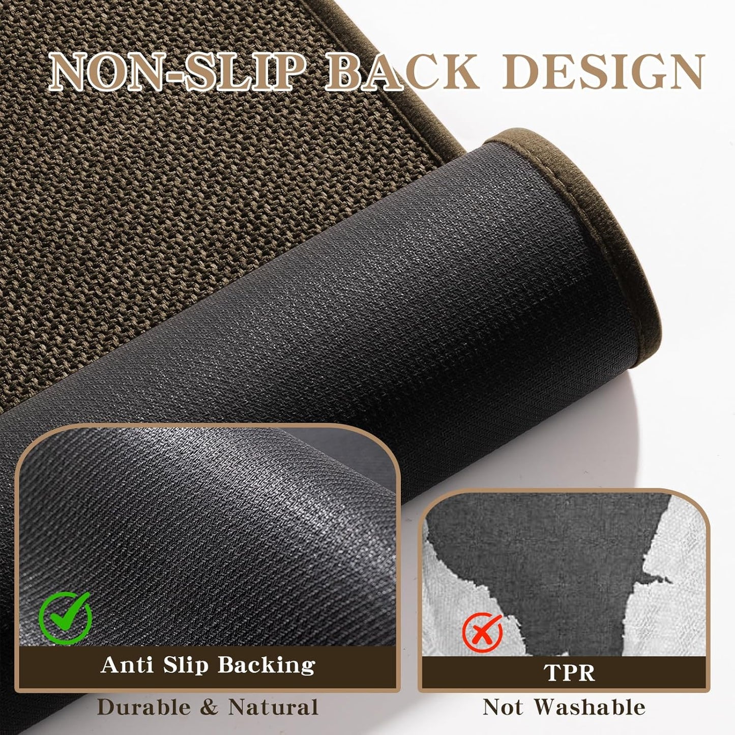 chakme Bathroom Rugs Mat 32x17, Ultra Thin Non Slip Bath Mat Quick Dry Absorbent Bath Mat for Bathroom Floor, (Brown, 32"x17")