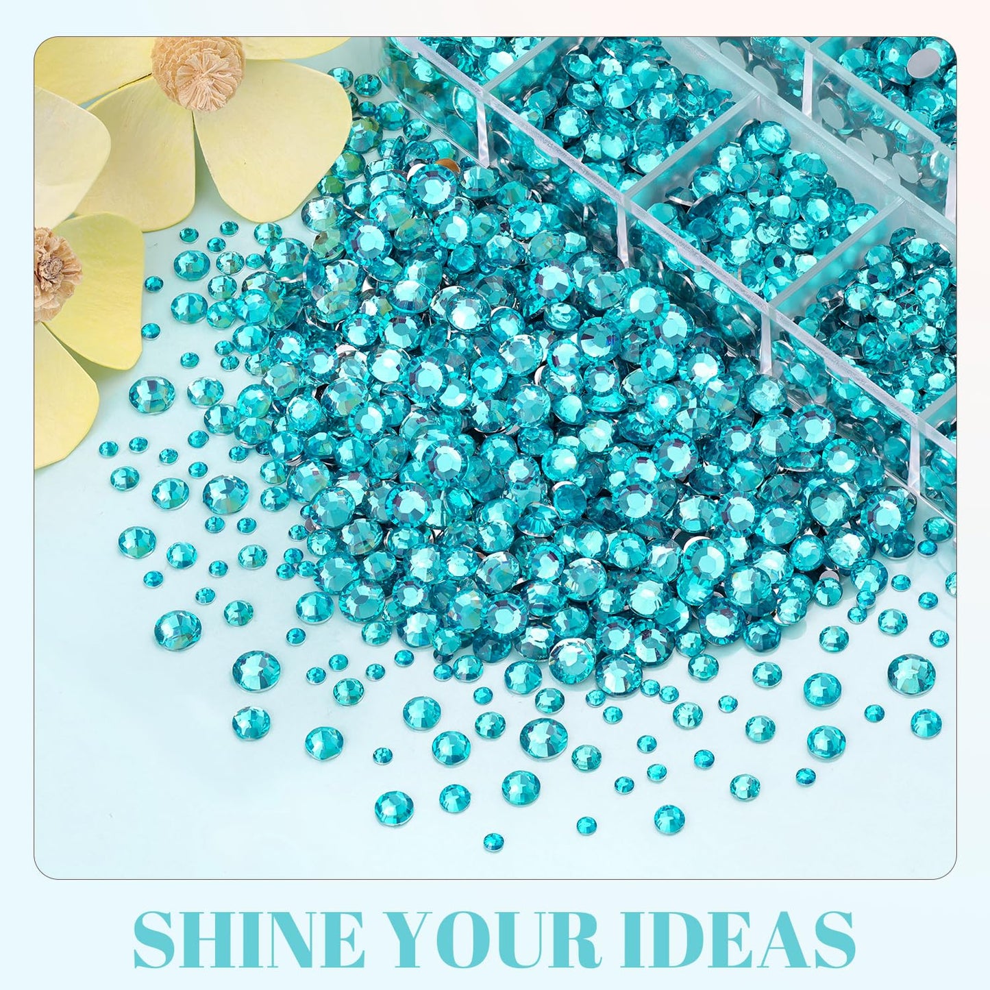 6100Pcs Resin Rhinestones for Crafting with 2Pcs 10ml B7000 Jewelry Glue, 1 Box Flatback Crystals Diamond (Teal Blue) for Bedazzling Crafts DIY Nail Art，Non Hotfix Gems for Clothing Shoes Tumblers