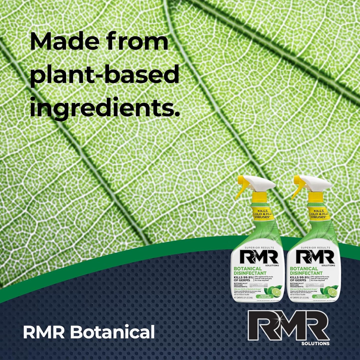 RMR Brands Botanical Disinfectant and Cleaner, Kills 99% of Household Bacteria and Viruses, EPA Registered, 2 Pack - 32 Fl Oz