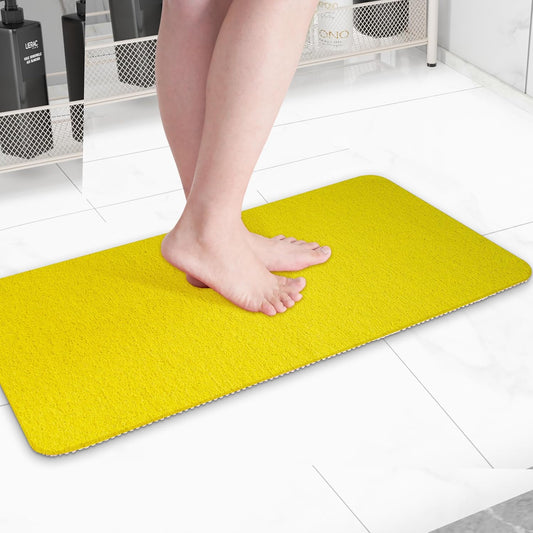 Non-Slip Bathtub Mat, Anti Slip Shower Mat, Fast Drying Bathtub Mats, Foot Scrubber Mat, Anti Slip Mat for Tub, Floor, Bathroom, Kitchen, Home, Hotel (Yellow 40"×28")