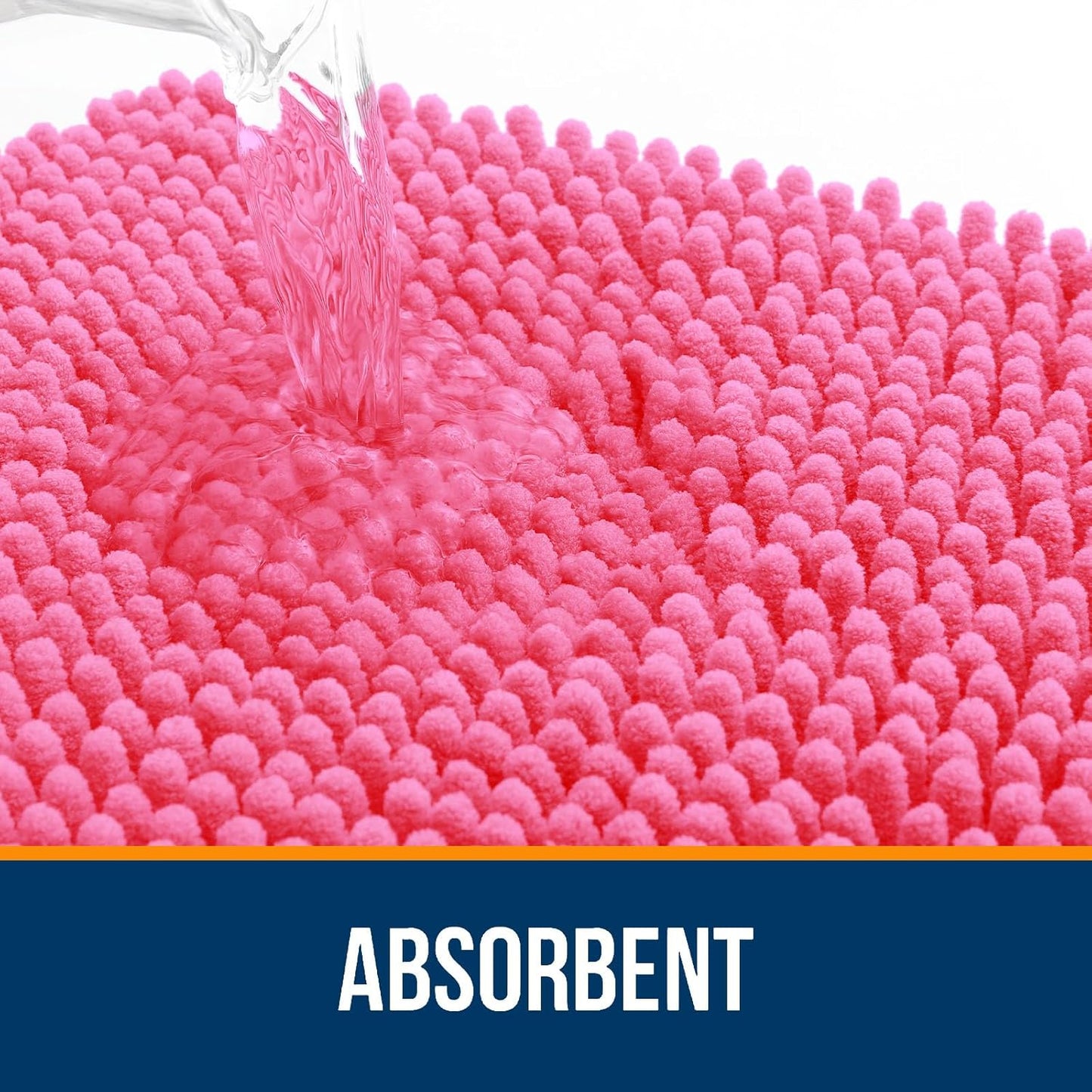 OLANLY Bathroom Rugs 30x20, Extra Soft Absorbent Chenille Bath Rugs, Rubber Backing Quick Dry, Machine Washable Bath Mats for Bathroom Floor, Tub and Shower, Home Decor Accessories, Hot Pink