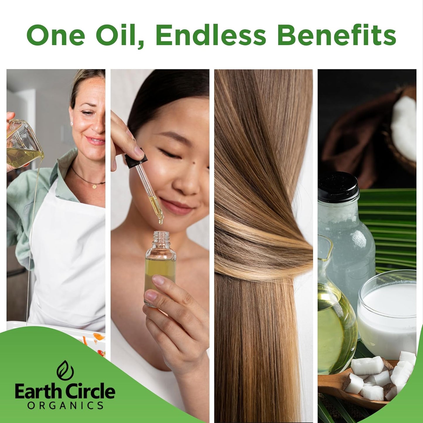 Earth Circle Organics Refined Coconut Oil - Ultra Premium Steam Refined, Keto & Paleo Friendly, Zero Coconut taste or smell - For Skin & Hair Care, Cooking, Deep Frying, Baking & More - Bulk 1 Gallon