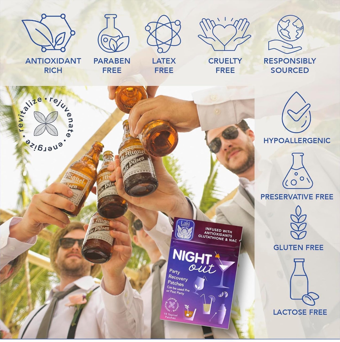 Laki Naturals Night-Out Patch (Pack of 15) | Reclaim Your Vitality and Equilibrium After Parties, Bars and Fun
