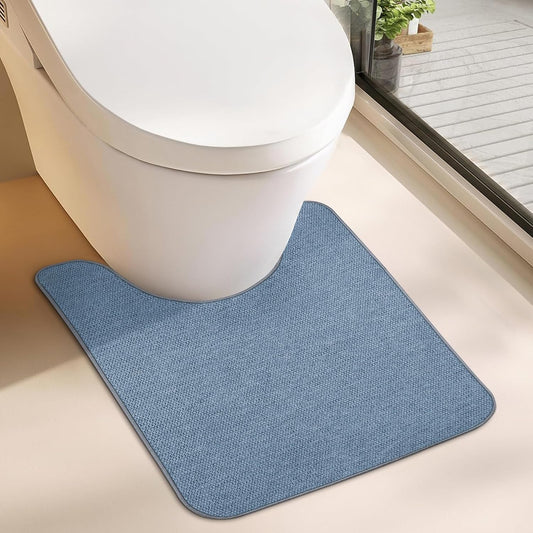 Toilet Rugs U Shaped Bathroom Rug,Machine Washable Non Slip Quick Dry Super Absorbent Ultra Thin Toilet Mats for Bathroom Toilet.Blue,1'8"x2'(20x24inch)