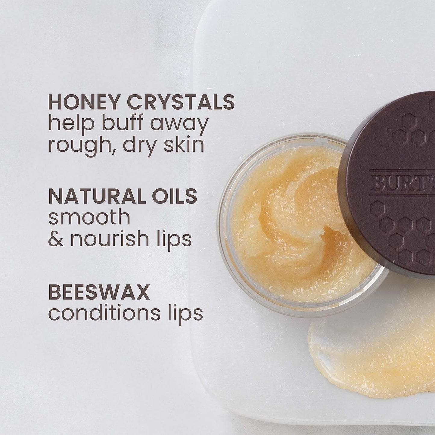 Burt's Bees Conditioning Honey Lip Scrub, Exfoliates & Conditions Dry Lips, with Honey Crystals, Use with Overnight Intense Treatment, Natural Origin Care, 0.25 oz.