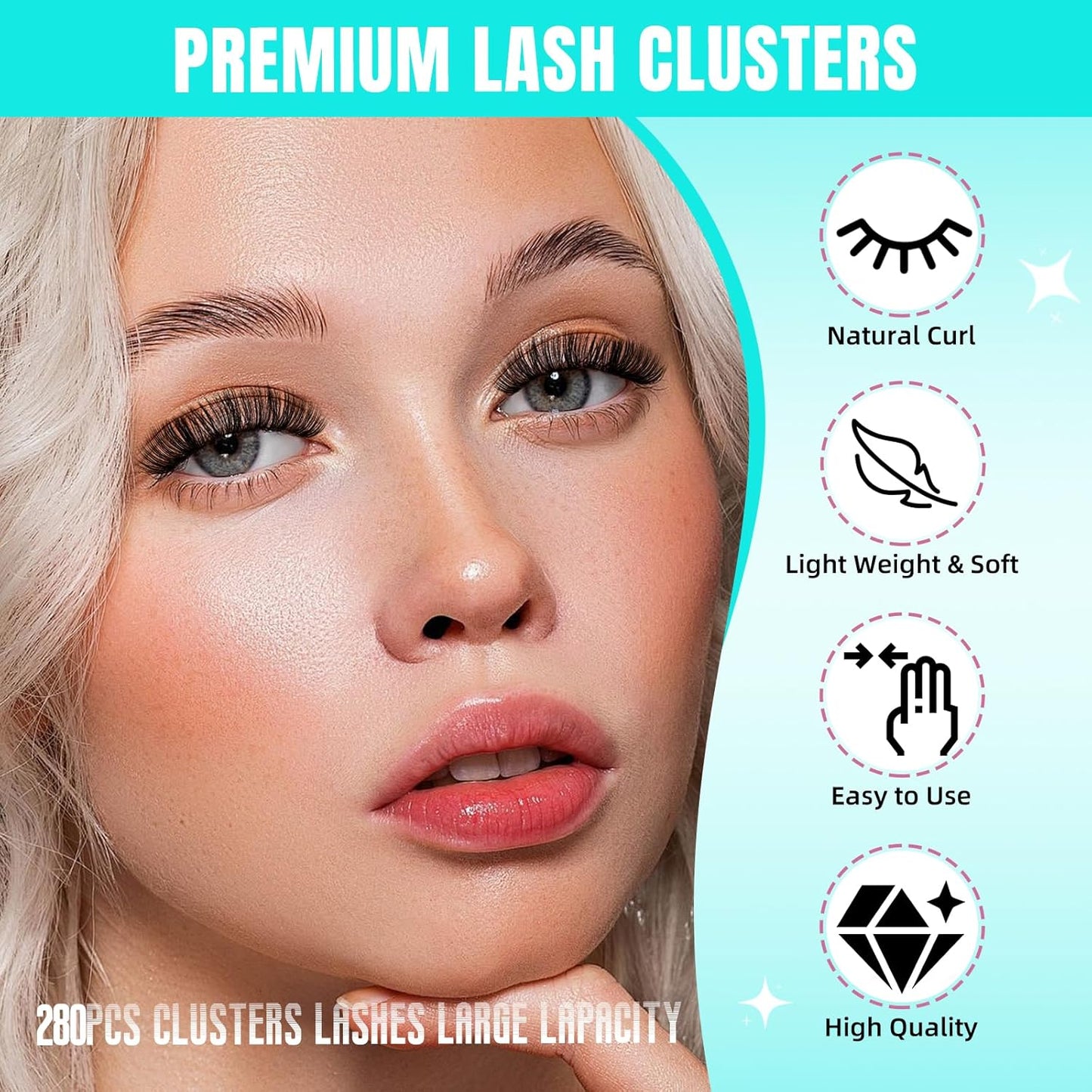 Lash Clusters Wispy 280PCS Eyelash Extension 80D Cluster Lashes Individual Lashes DIY Lash Extension Natural Look Cluster Eyelash Extensions Soft False Eyelashes at Home for Beginners(12mm)