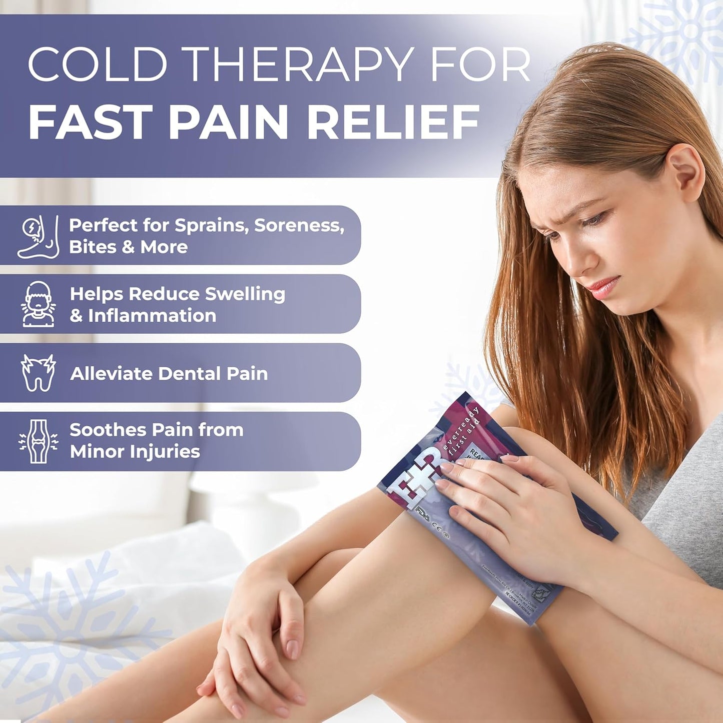 Ever Ready First Aid Disposable Cold Compress – Instant Ice Pack for Injuries, Swelling & Pain Relief – 4.5" x 7" – 24 Pack