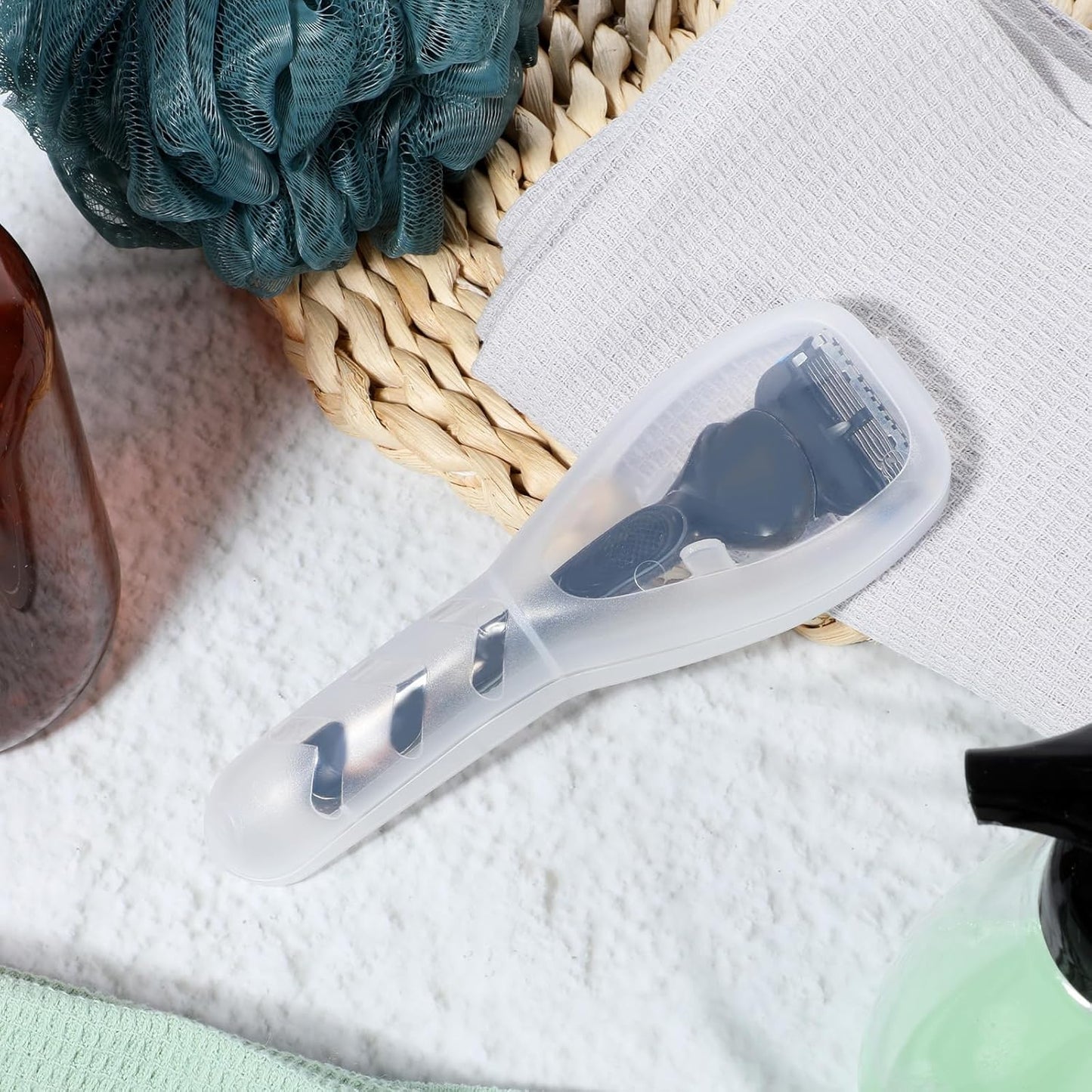 Razor Cover Travel Men Clear Portable Manual Razor Protector Universal Shaver Holder Protector Case Organizer Men's Shaver and Blade Refills Case Transparent Plastic Box Cover Container Storage