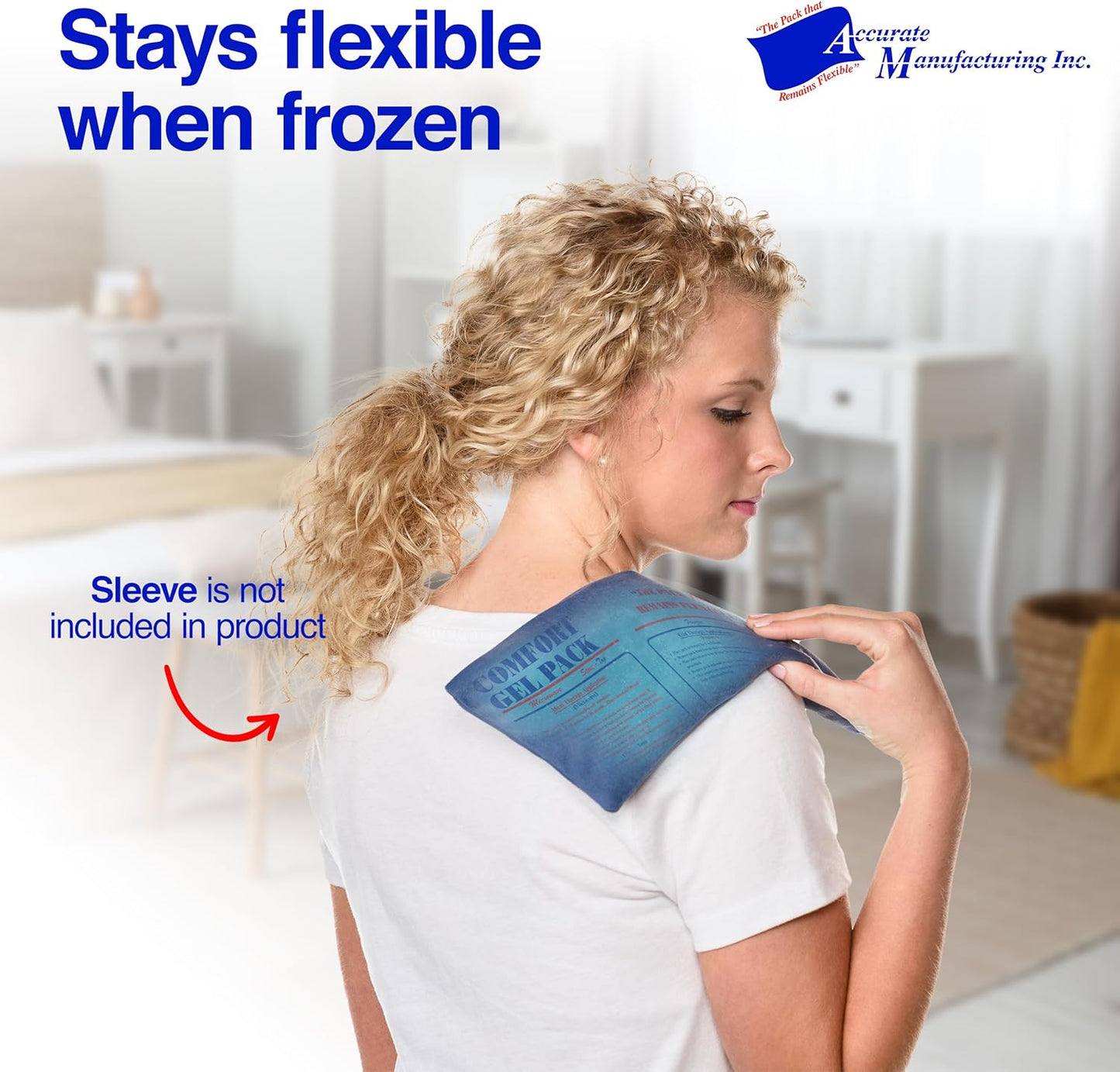 Flexible Reusable Gel Pack 6"x10" - Flexible Gel Packs for Neck, Wrist, Arm, Back and Shoulder Pain Relief - Versatile Hot or Cold Gel Packs for Injuries, Sore Muscles or Toothache Pain Relief, Blue