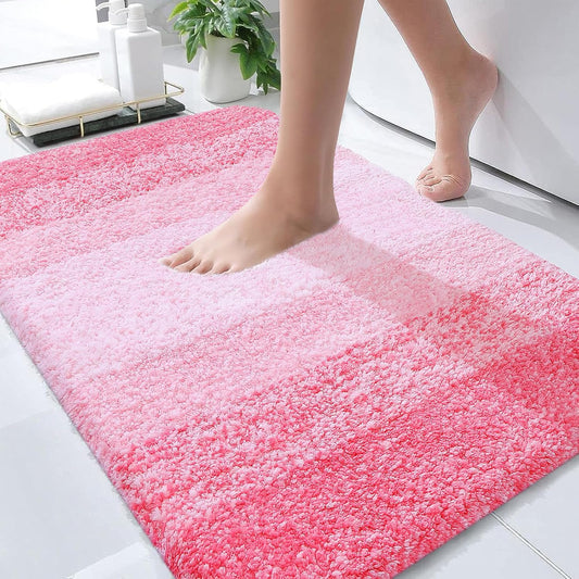 OLANLY Bathroom Rugs Mat 30x20, Extra Soft Absorbent Microfiber Bath Rugs, Rubber Backing, Quick Dry, Machine Washable Bath Mats for Bathroom Floor, Tub and Shower, Home Decor Accessories, Pink