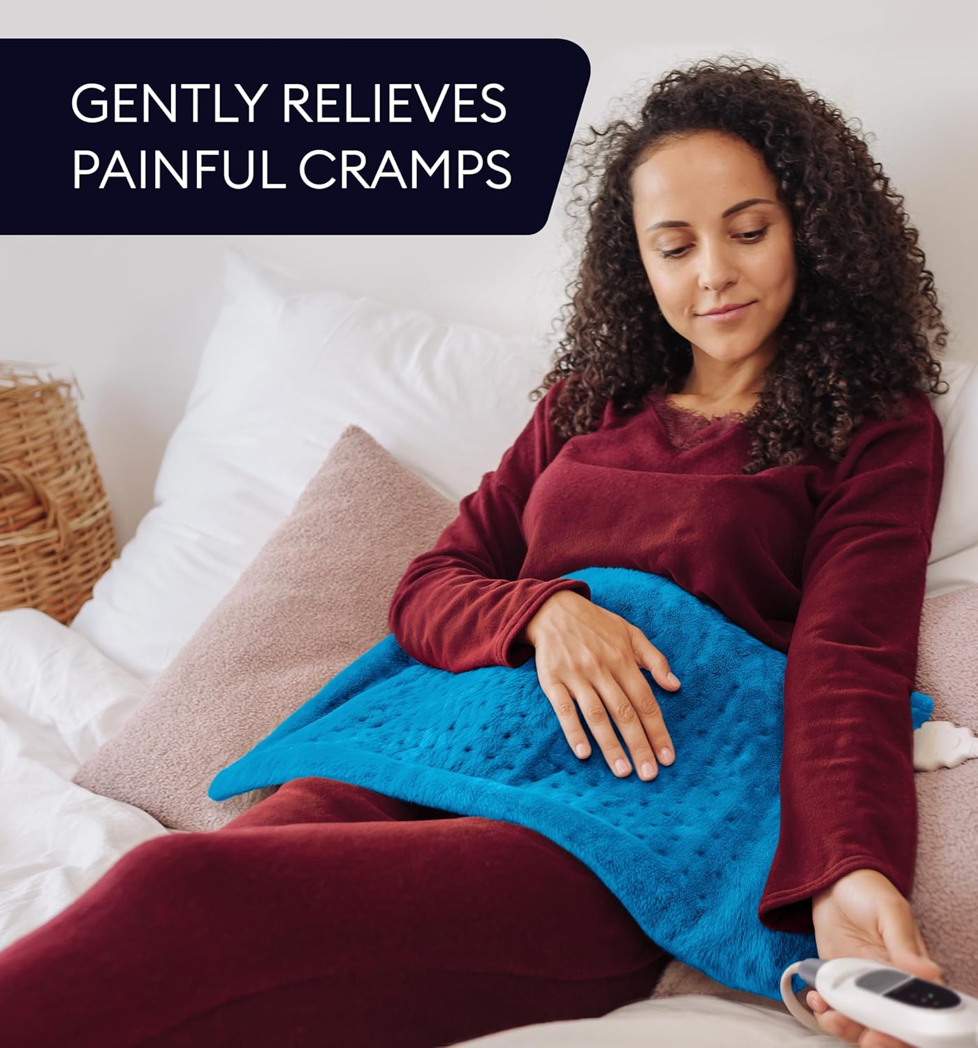 GENIANI Electric Throw - XXL Heating Pad for Back Pain & Menstrual Pain Relief, Auto Shut Off, Machine Washable, Moist Heat Pad for Neck and Shoulder, Cramps Relief, Aqua Blue 18'‘×26’’