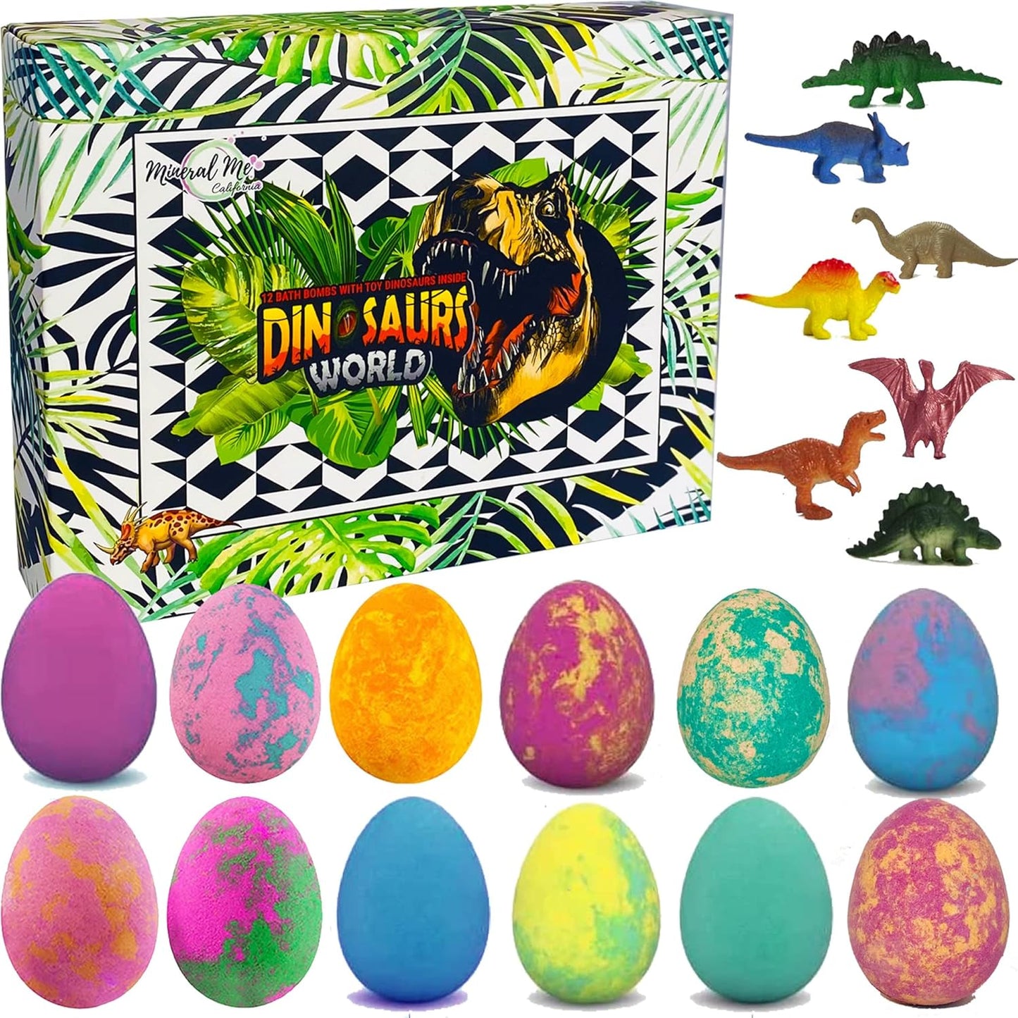 Bath Bombs for Kids with Surprise Inside - 12 Dinosaur Bath Bombs with Toys, Organic Colorful Bubble Bath Fizzies, Dino Egg Bath Bomb w/Rich Bubbles, Birthday Gifts for Kids, Boys, Girls