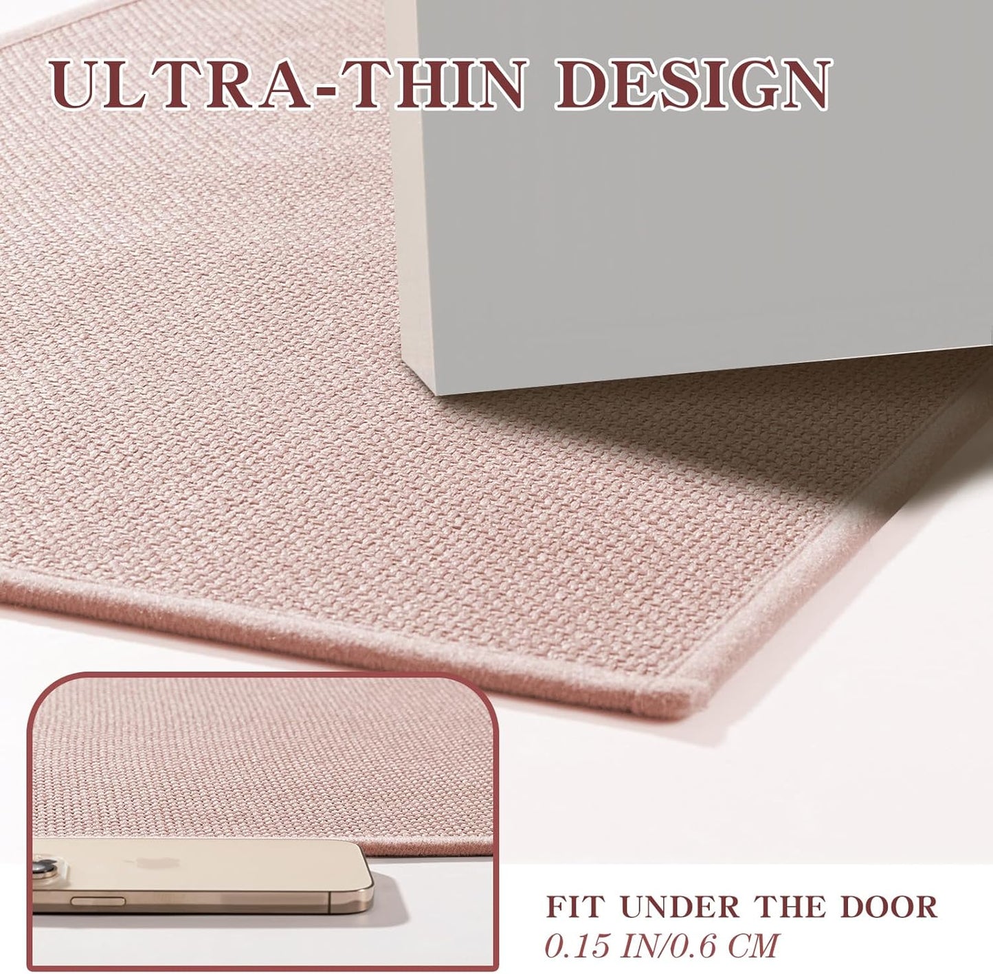 chakme Bathroom Rugs Mat U-Shaped 24x17, Ultra ThinNon Slip Bath Mat Small Quick Dry Absorbent Bath Matfor Bathroom Floor, (Pink, U-24"x17")