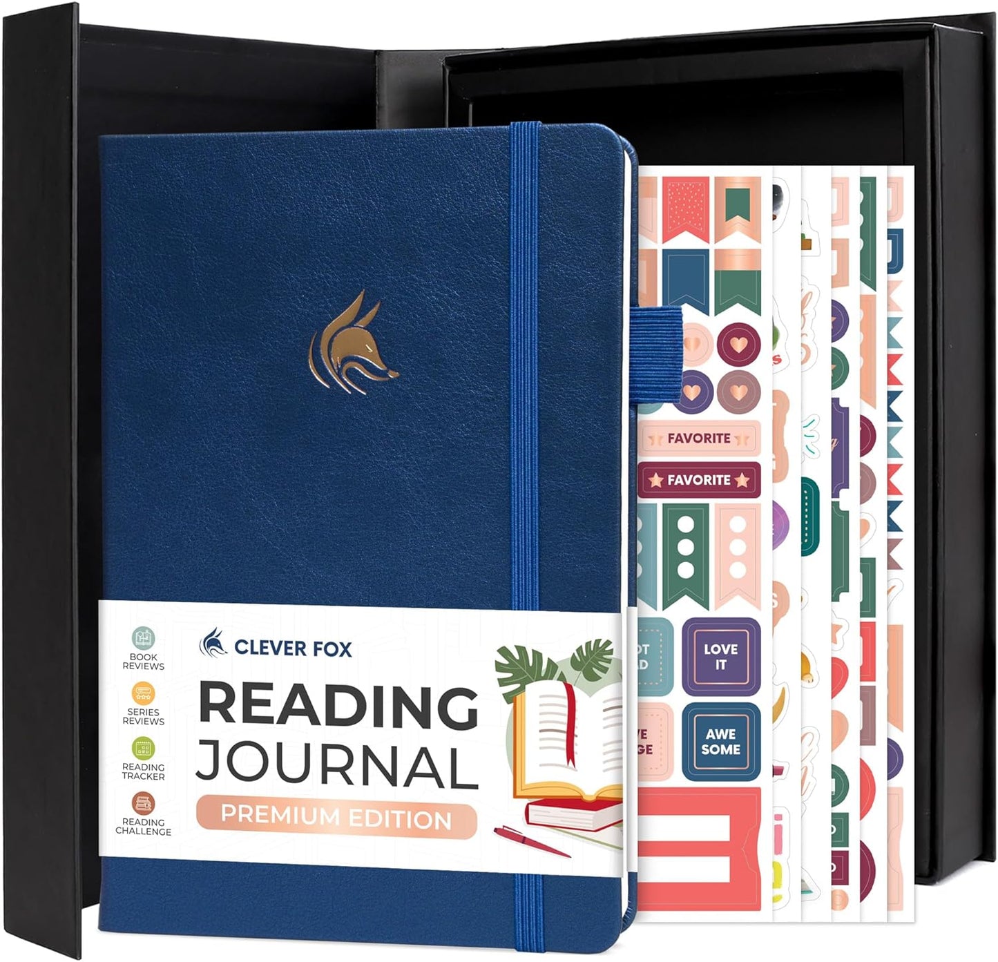 Clever Fox Reading Journal Premium – Review Log Notebook with Reading Tracker – Gifts & Accessories for Book Lovers, Adults & Kids (Mystic Blue)