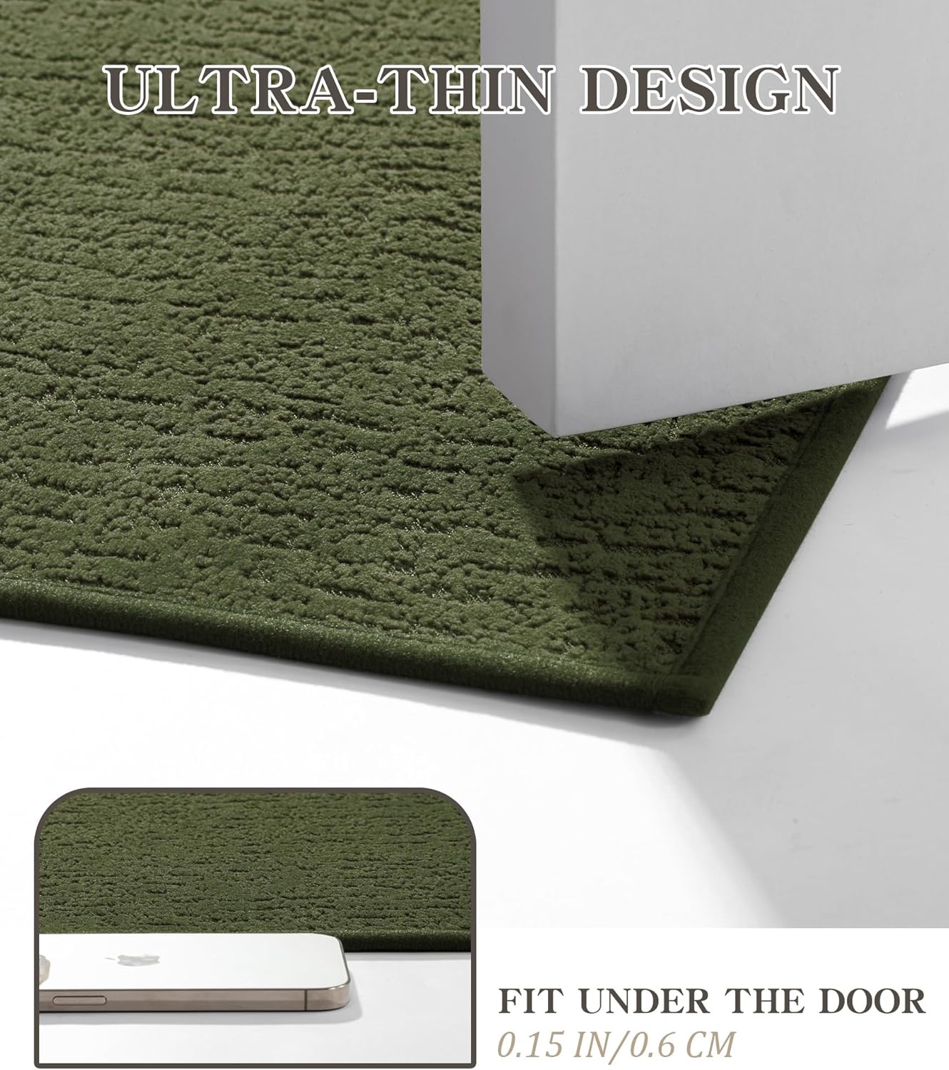chakme Bathroom Rugs Mat 24x17, Ultra Thin Non Slip Bath Mat Small Quick Dry Absorbent Bath Mat for Bathroom Floor, (Dark Green, 24"x17")