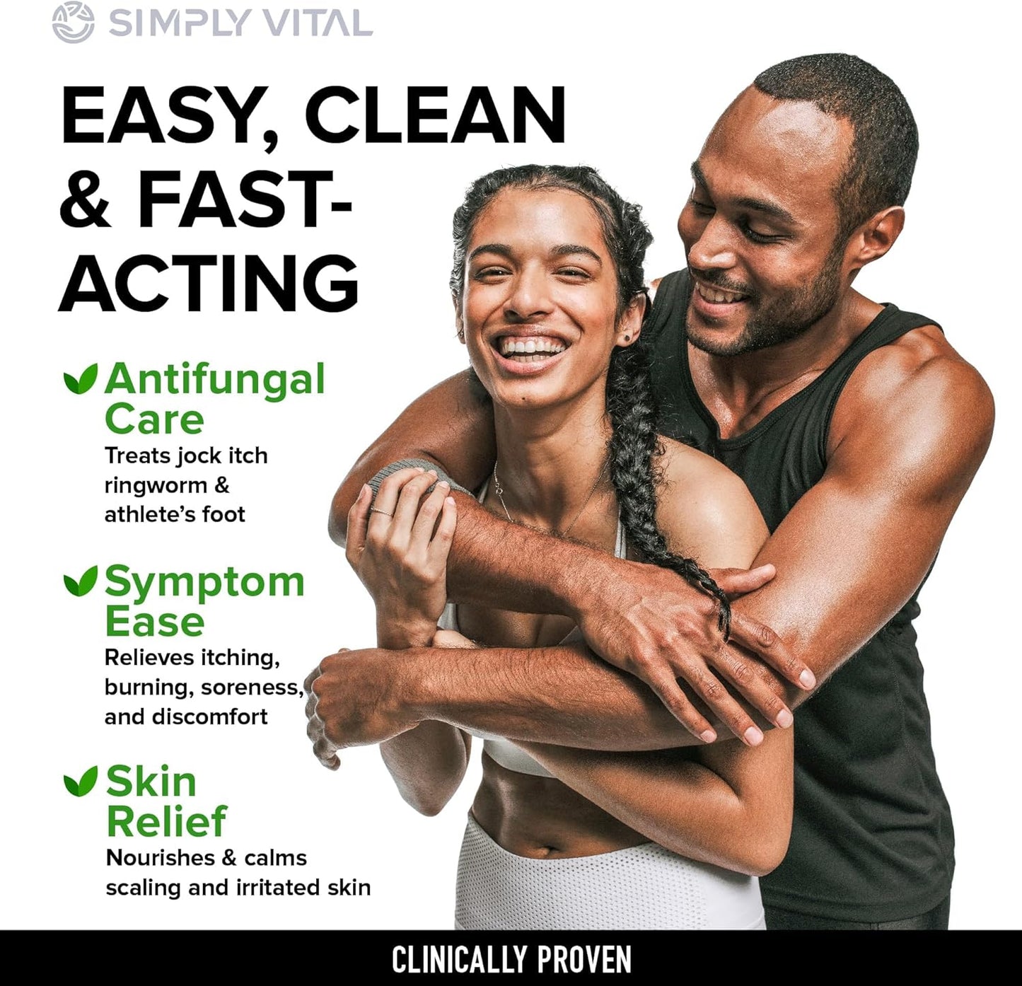 SimplyVital Antifungal Cream with Clotrimazole 1% - Foot Skin Fungus Treatment Extra Strength for Humans - Anti fungal Treatment for Ringworm, Jock Itch & Athlete’s Foot – Made in USA – 2 oz