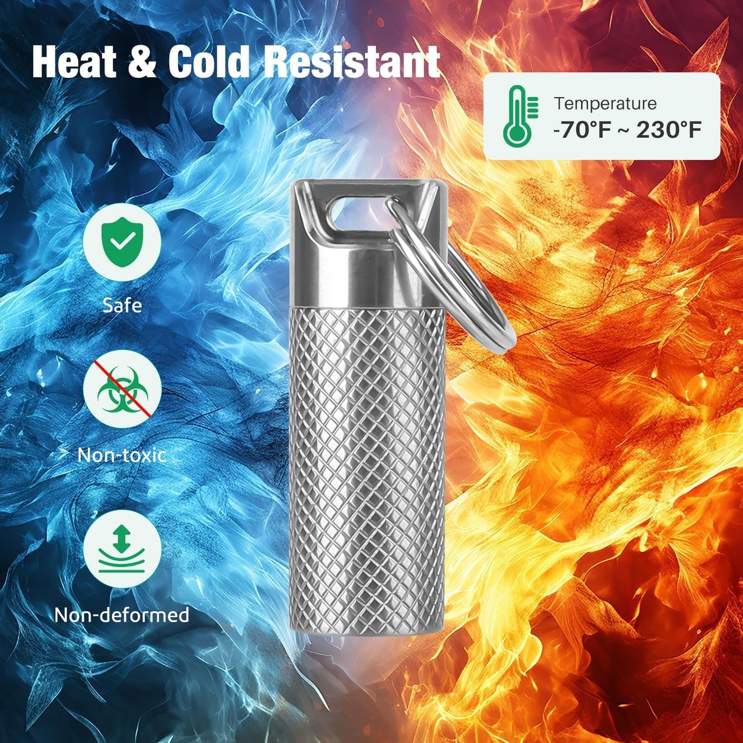 Opret Titanium Pill Container with Keychain & Necklace, Waterproof Pill Case for Emergency Aspirin & Nitroglycerin, Mini Pill Holder for Travel Purse Pocket EDC Accessory