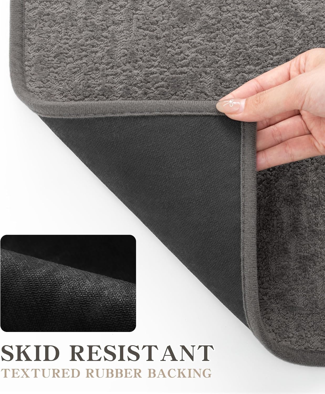 chakme Bathroom Rugs Mat U-Shaped 24x17, Ultra Thin Non Slip Bath Mat Small Quick Dry Absorbent Bath Mat for Bathroom Floor, (Grey, U-24"x17")