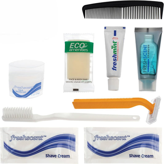 Moda West 96 Kits - Bulk Case of Wholesale Deluxe Toiletries for Men, Women, Travel, Charity, Homeless Shelters, 96 Disposable Hygiene Kits, Perfect for Hotels, Emergency Prep, and Donations