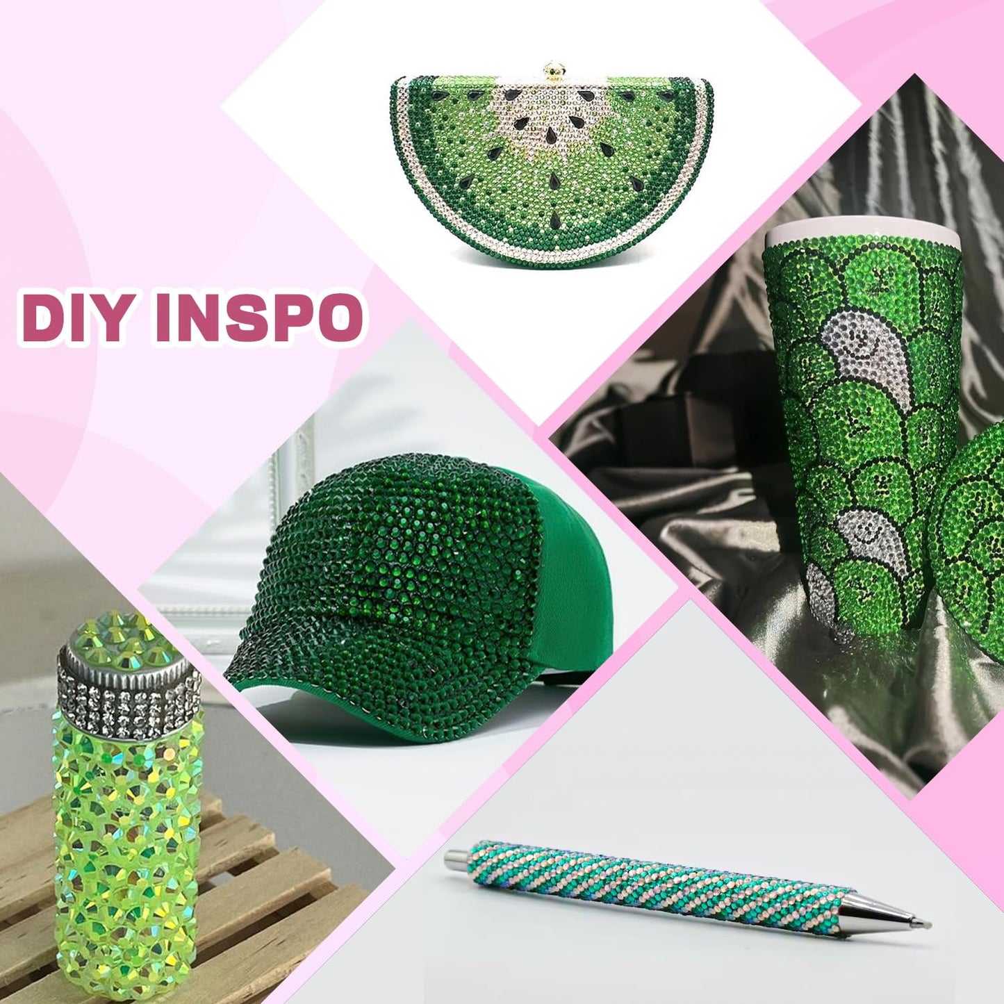 20000Pcs Green Rhinestones for Bedazzling with 1Pcs B7000 Jewelry Glue, Resin Rhinestones for Crafting Crafts DIY, Bedazzler Kit Gems for Clothing Shoes Tumblers Nail Art Assorted Size 3/4/5/6mm