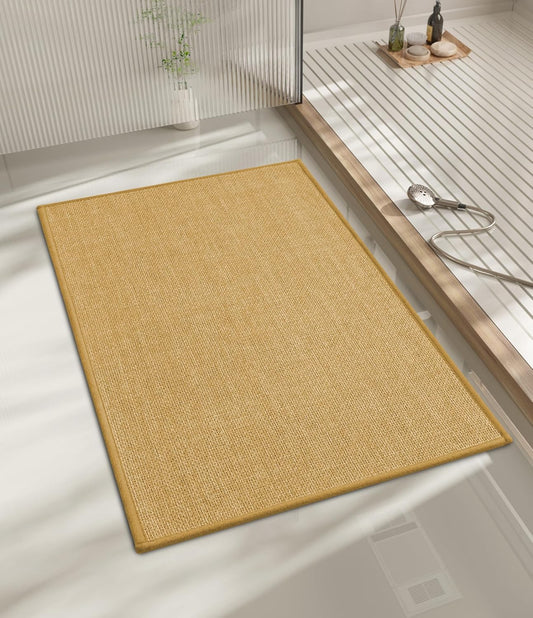 chakme Bathroom Rugs Mat 24x17, Ultra Thin Non Slip Bath Mat Small Quick Dry Absorbent Bath Mat for Bathroom Floor, (Yellow, 24"x17")