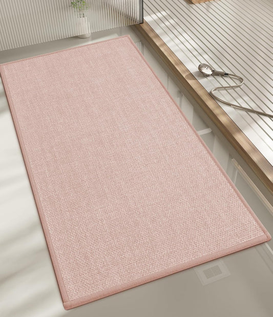 chakme Bathroom Rugs Mat 47x17, Ultra Thin Non Slip Bath Mat Runner Quick Dry Absorbent Bath Mat for Bathroom Floor, (Pink, 47"x17")