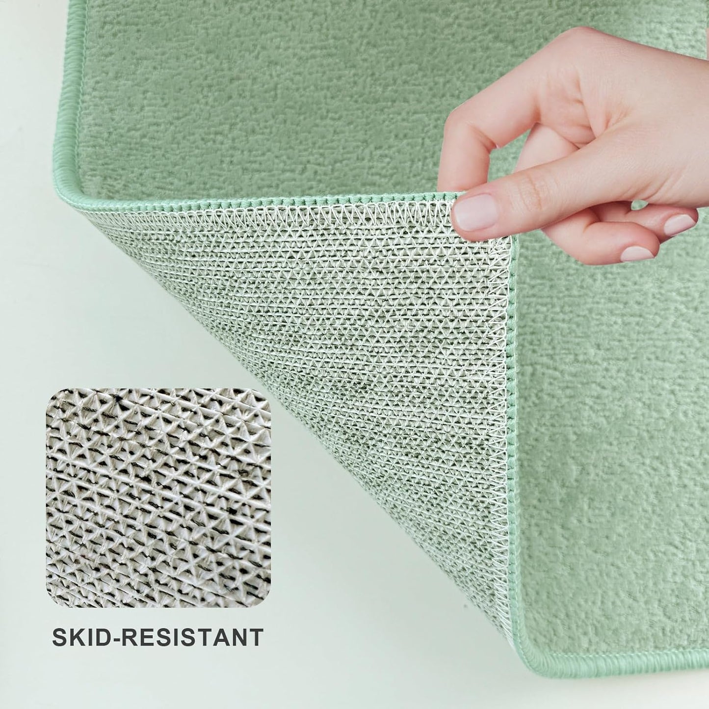 Bath Mat-Non-Slip Bathroom Floor Mats-Absorbent Quick Dry Low Pile Bathroom Rugs Fit Under Door-Bath Rug for Sink,Bathtub,Shower Room,17"×24",Sage Green