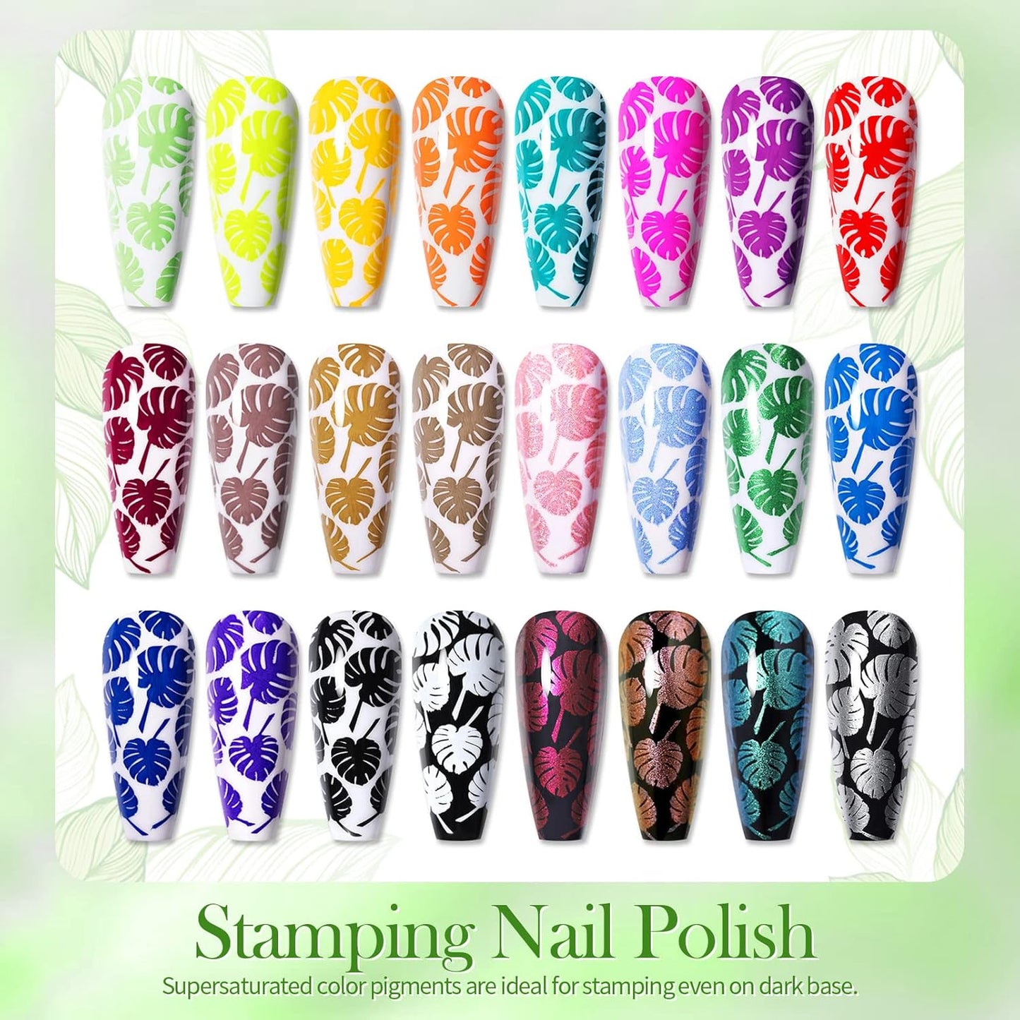 Born Pretty Nail Art Stamping Polish Holographic Chameleon Effect Fingernail Stamp Polish Set Manicure Print Nail Polish for Stamping Plates 24 Colors Bulk Nail Polish Set Gift Collection