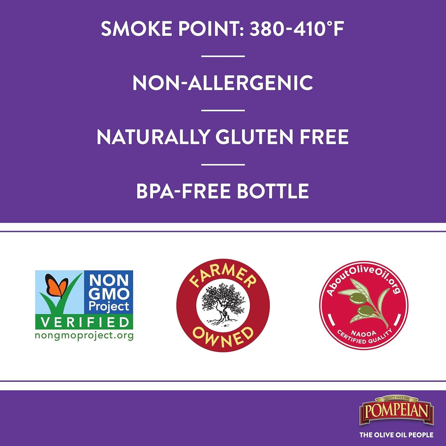 Pompeian Smooth Extra Virgin Olive Oil, Contains Polyphenols, First Cold Pressed, 68 Fl Oz