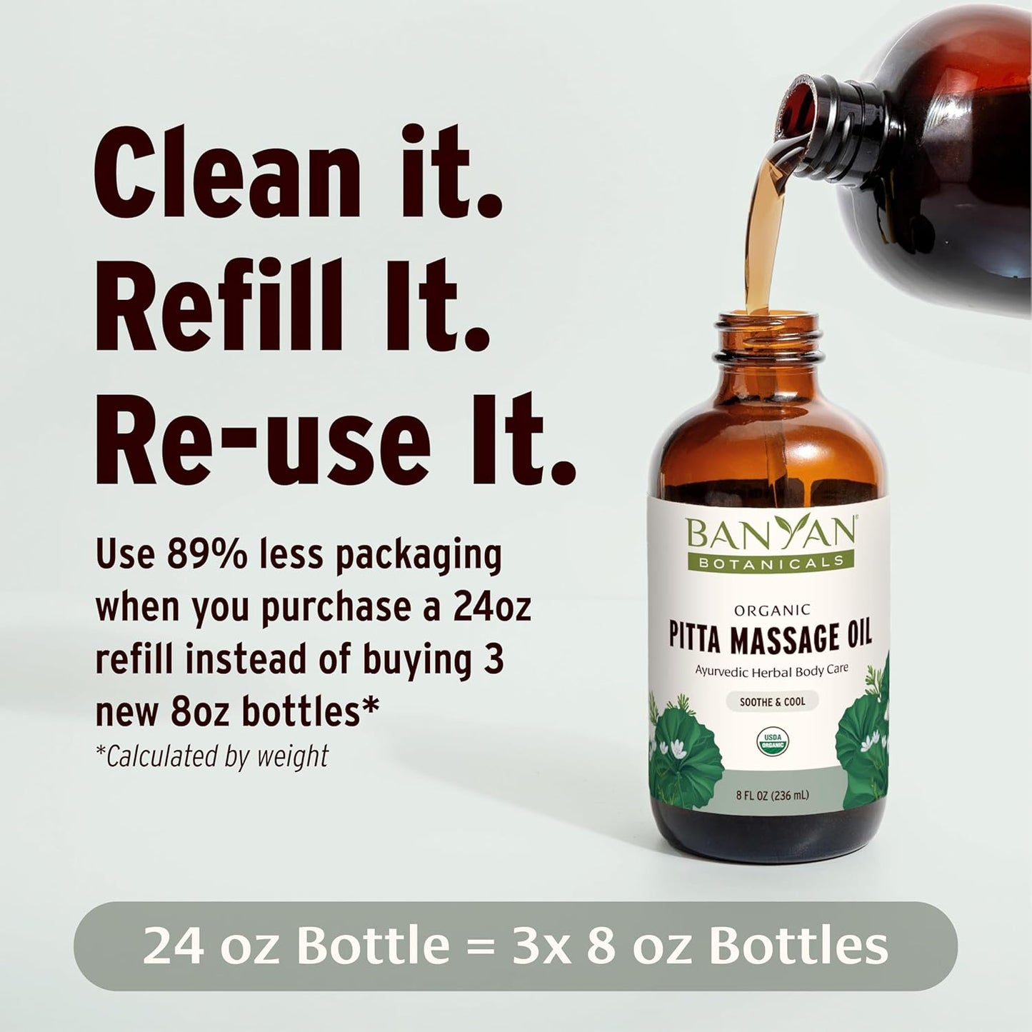 Banyan Botanicals Pitta Massage Oil – Organic Massage Oil Infused with Ayurvedic Herbs – with Gotu Kola and Guduchi (Tinospora cordifolia) – 8 oz. – Non-GMO Sustainably Sourced Abhyanga Massage Oil