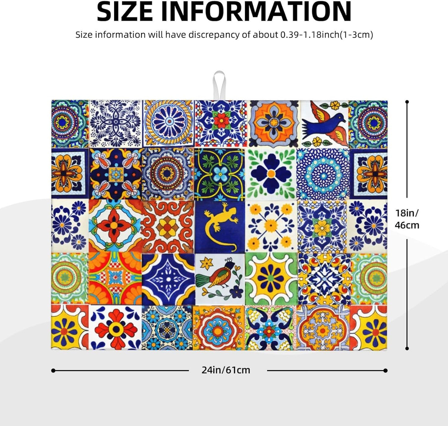 Mexican Tilt Dish Drying Mat For Kitchen Counter Absorbent Large Kitchen Fast Dry Pad Reusable Washable Protector Rack Large Mat 18 X 24