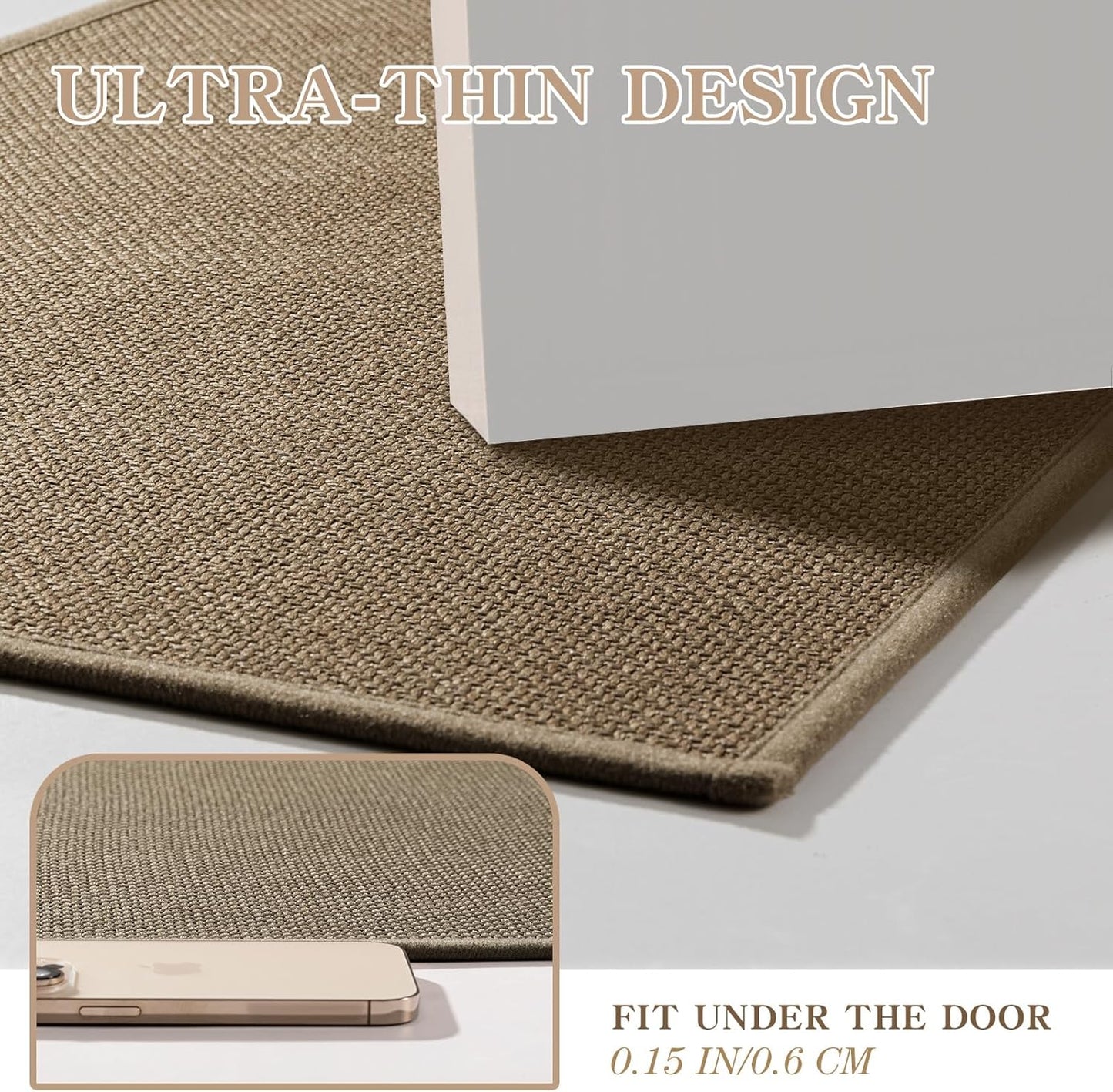 chakme Bathroom Rugs Mat 32x17, Ultra Thin Non Slip Bath Mat Quick Dry Absorbent Bath Mat for Bathroom Floor, (Dark Beige, 32"x17")