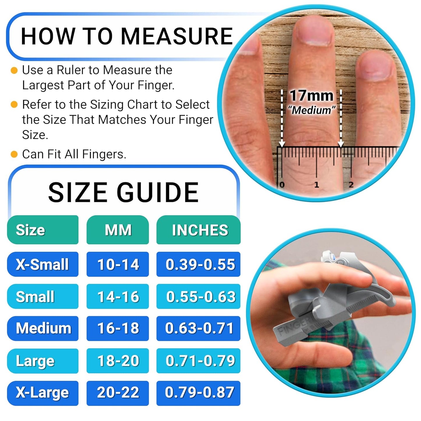 Finger Straightener | PIP Extension Orthosis/Splint For Bent Fingers, PIP Flexion Contractures | Adjustable Joint Stretcher Device | Made in USA | Black/X-Large