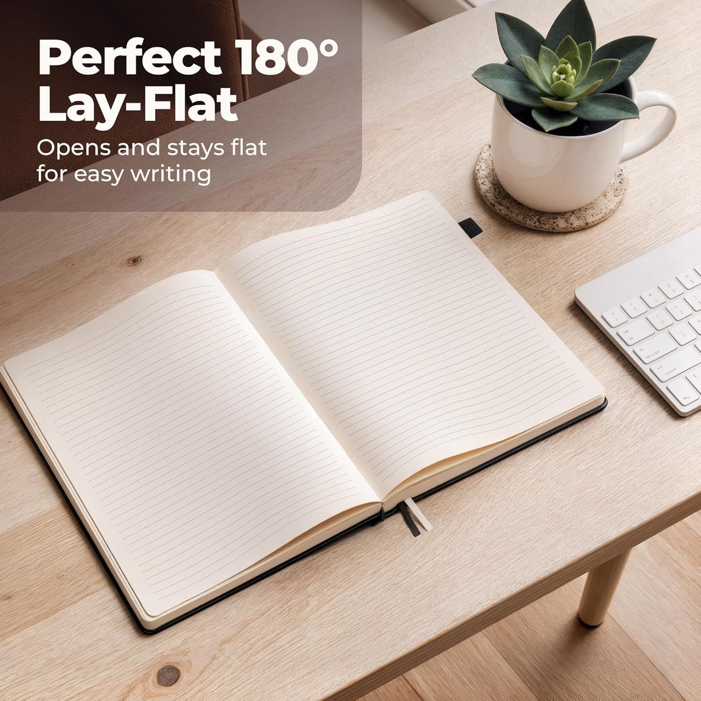 Classic Lined Journal Notebook 8.5x11" A4 Hardcover Leather - Black - 200 Pages College Ruled Large with Sticky Tabs, Pockets, and Pen Loop for Writing and Journaling - Big Hardback Men and Women