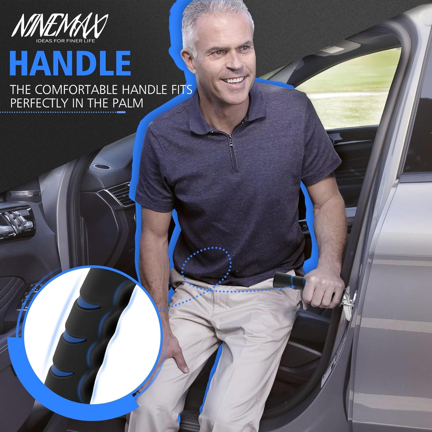 NINEMAX Car Door Handle for Elderly Car Handle Assist Support, Auto Grab Handles, Portable Car Door Cane for Seniors, Handicap (2 pcs)