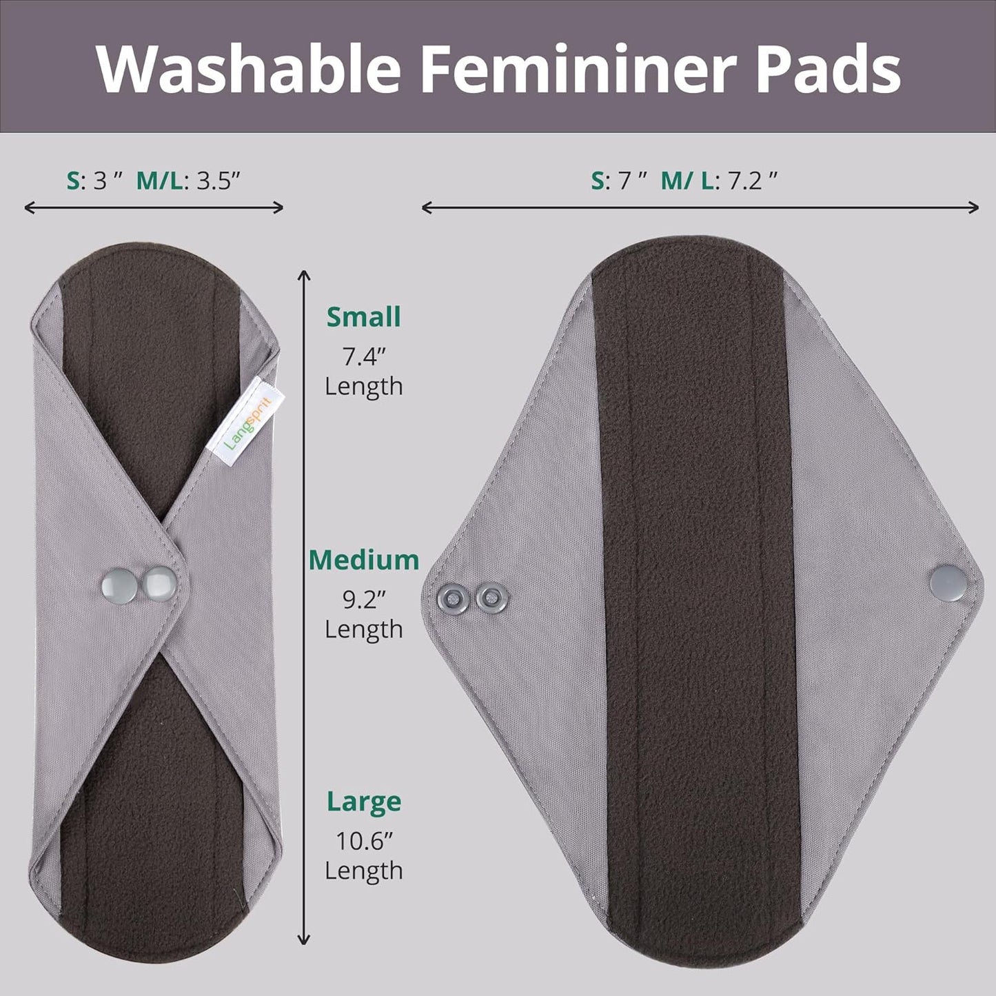 7pcs Set 1 pc Mini Wet Bag +6pcs Absorbent Reusable Sanitary Pads/Washable Cloth Menstrual Pads(Morandi-1,L)