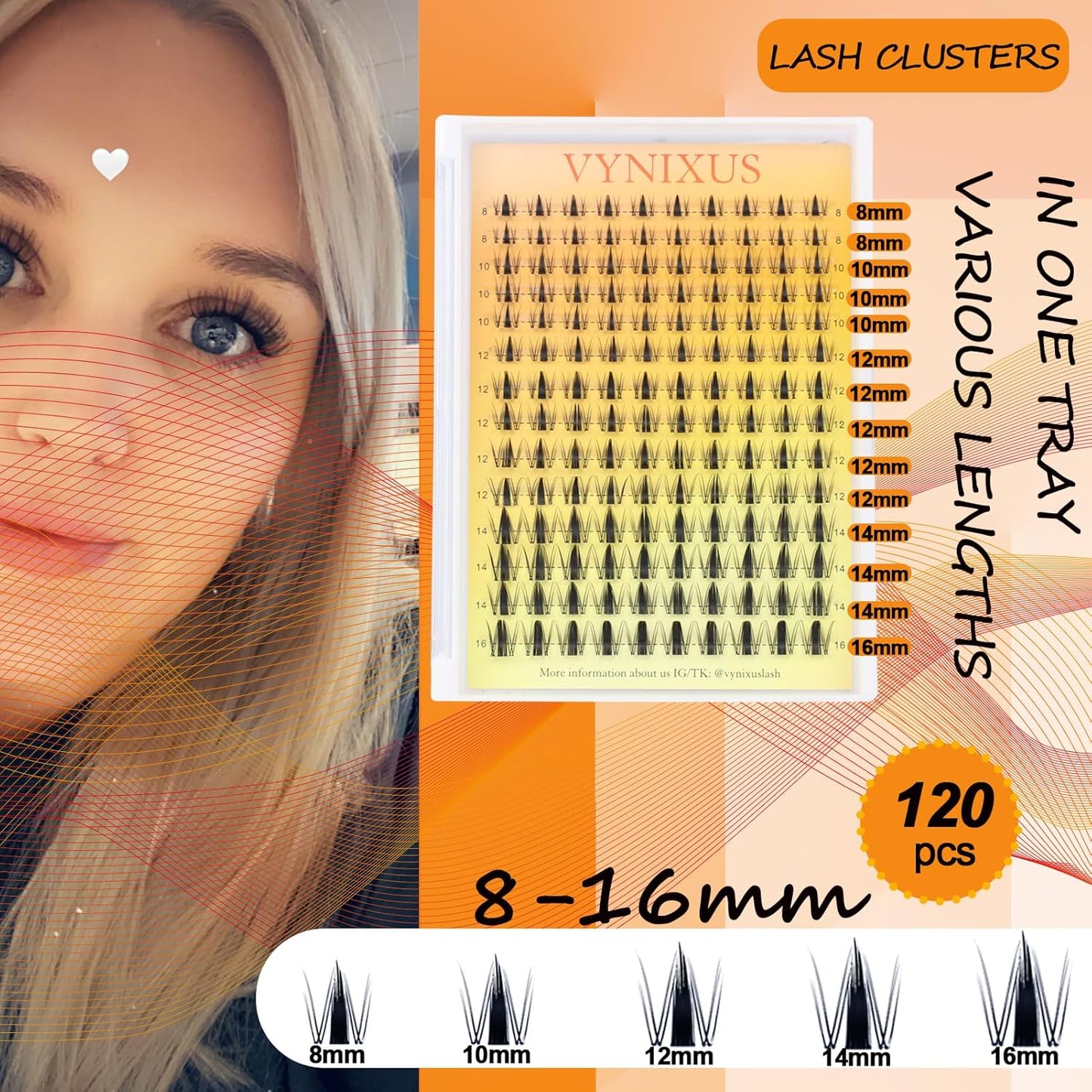 Lash Clusters Kit Eyelash Clusters Wet-Look DIY Lash Extension Kit with Lash Bond and Seal Waterproof Eyelash Tweezers Cluster Eyelash Extensions Kit (Set Fairy-0.07D-Mix8-16)